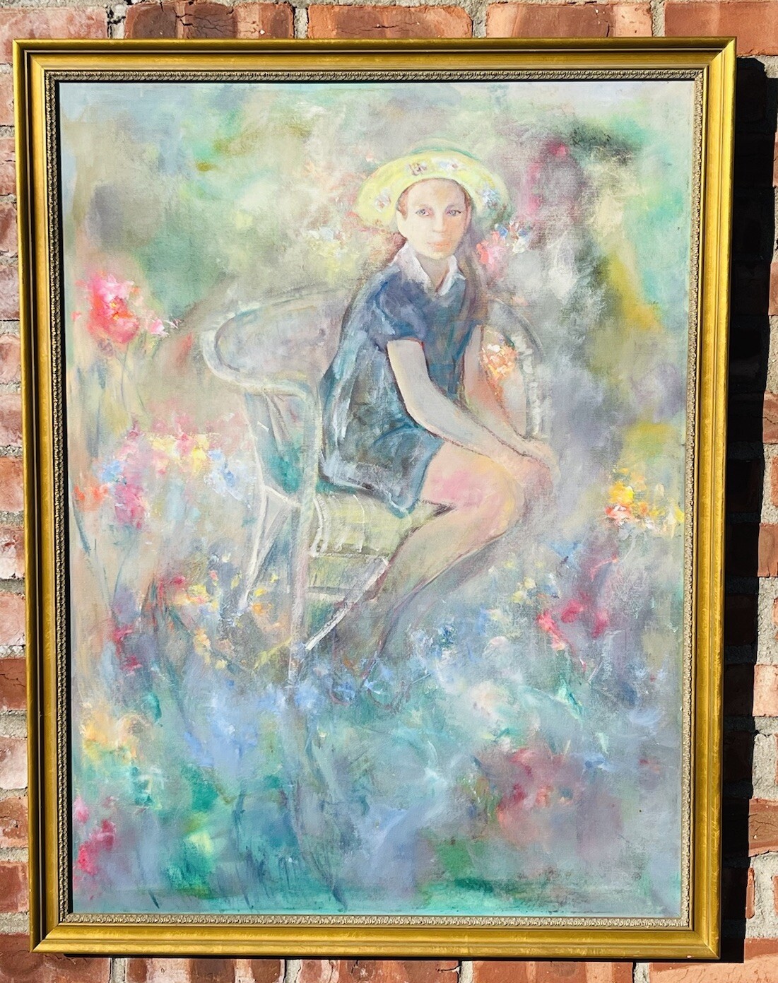 American Artist Evelyn Favus Oil Painting Of A Young Girl. Exhibited At UNICEF