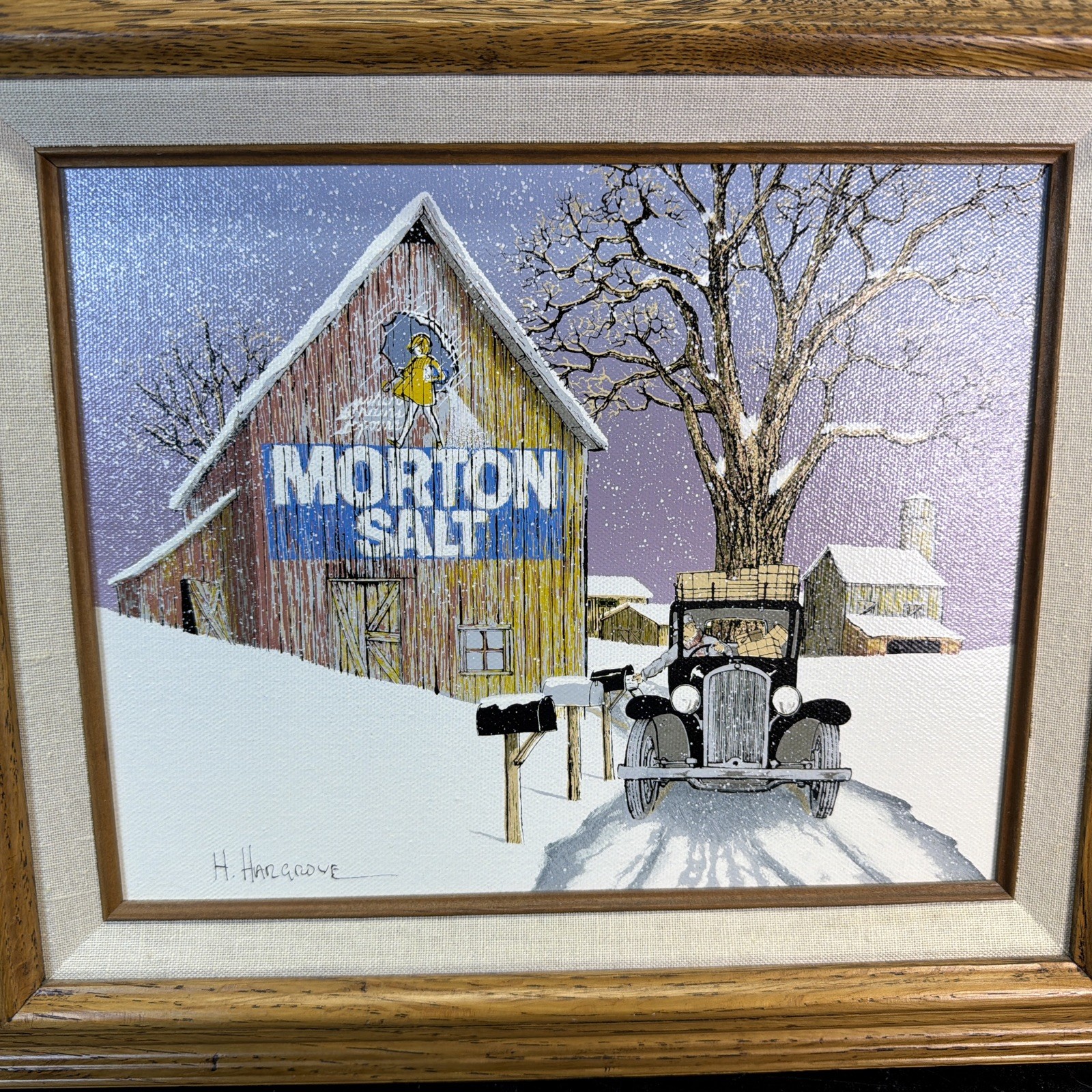 H. Hargrove Original Oil Serigraph Painting 12”x 14”Morton Salt Certifiedp