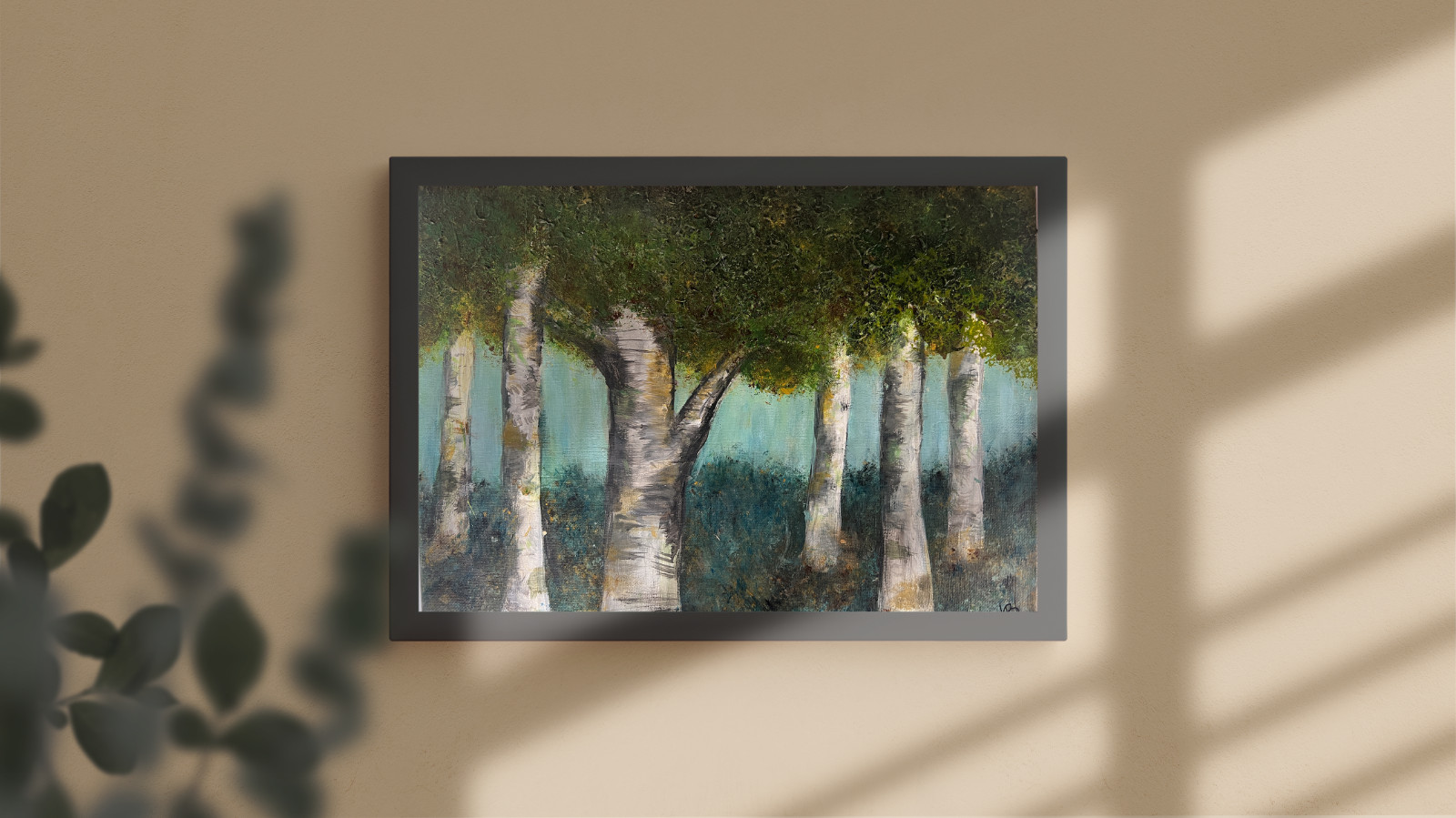 Trees Abstract Acrylic Painting | Original Artwork «Misty Morning» 11×14 Canvas