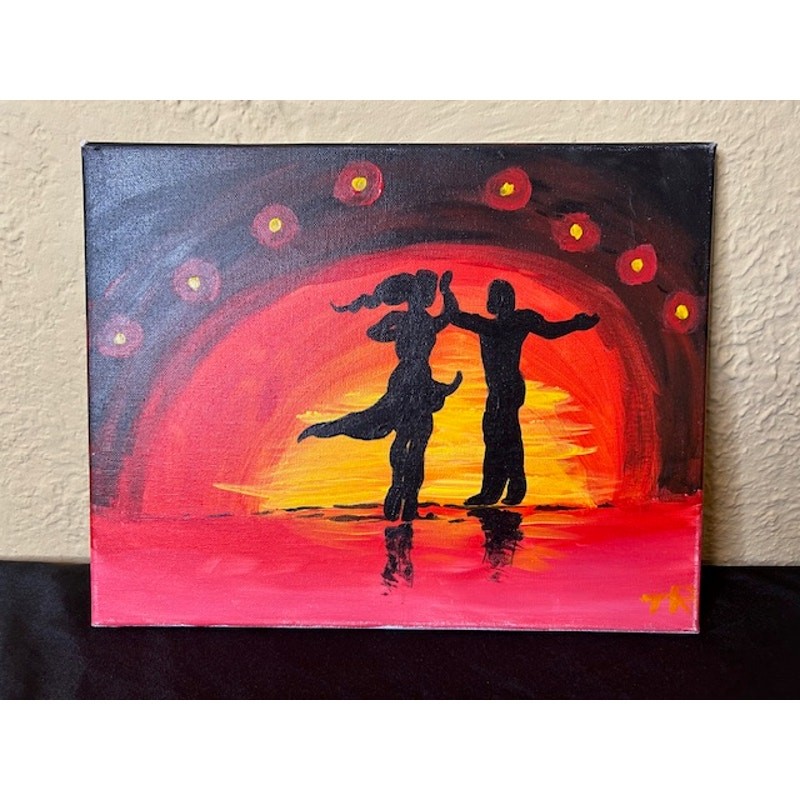 Original Acrylic Canvas Art “Let’s Salsa” – Modern Dance Wall Decor 14×11