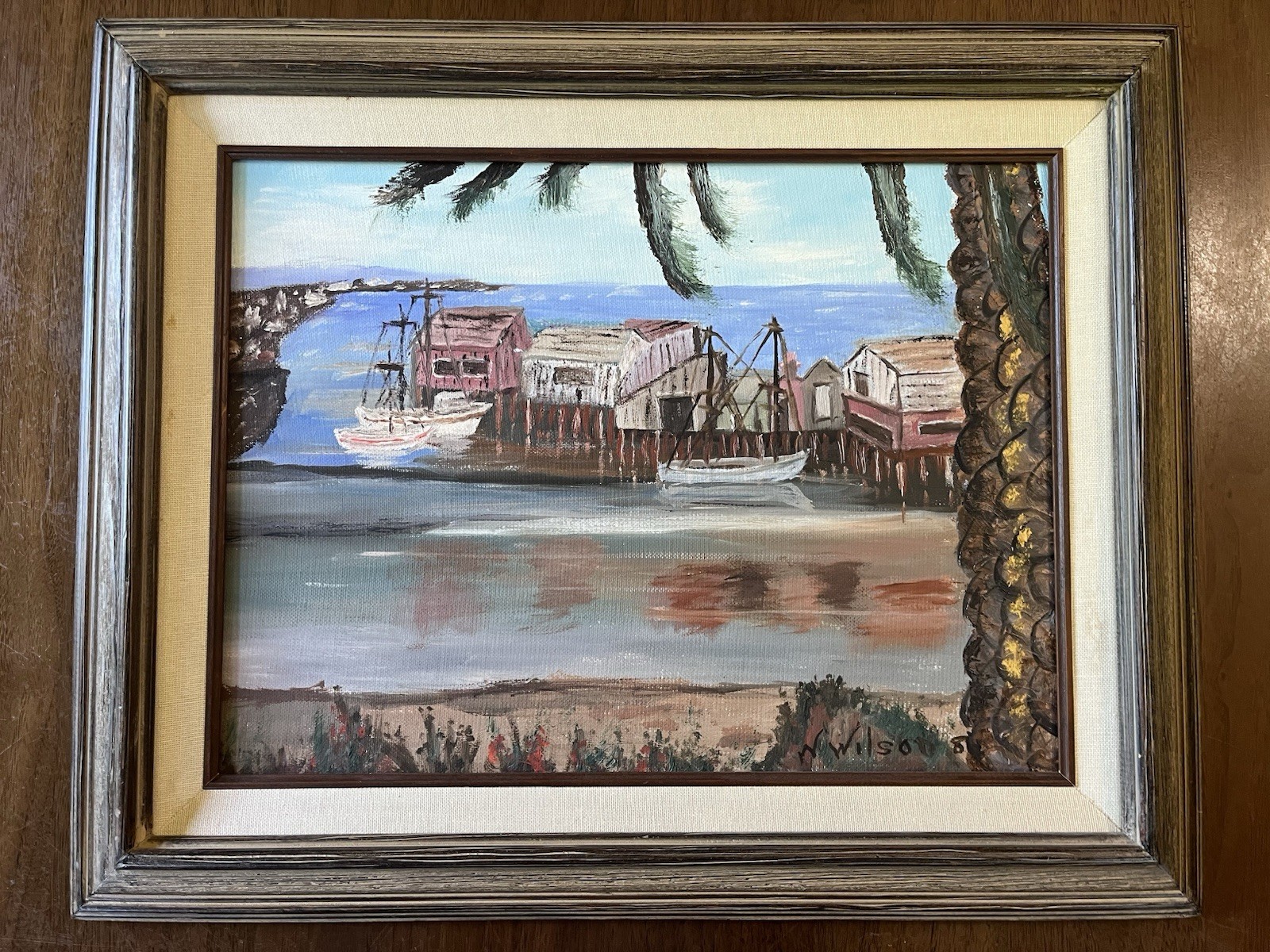 Vintage Oil Painting by Weltha Wilson 1981 Corbett Oregon Artist Nautical Beach