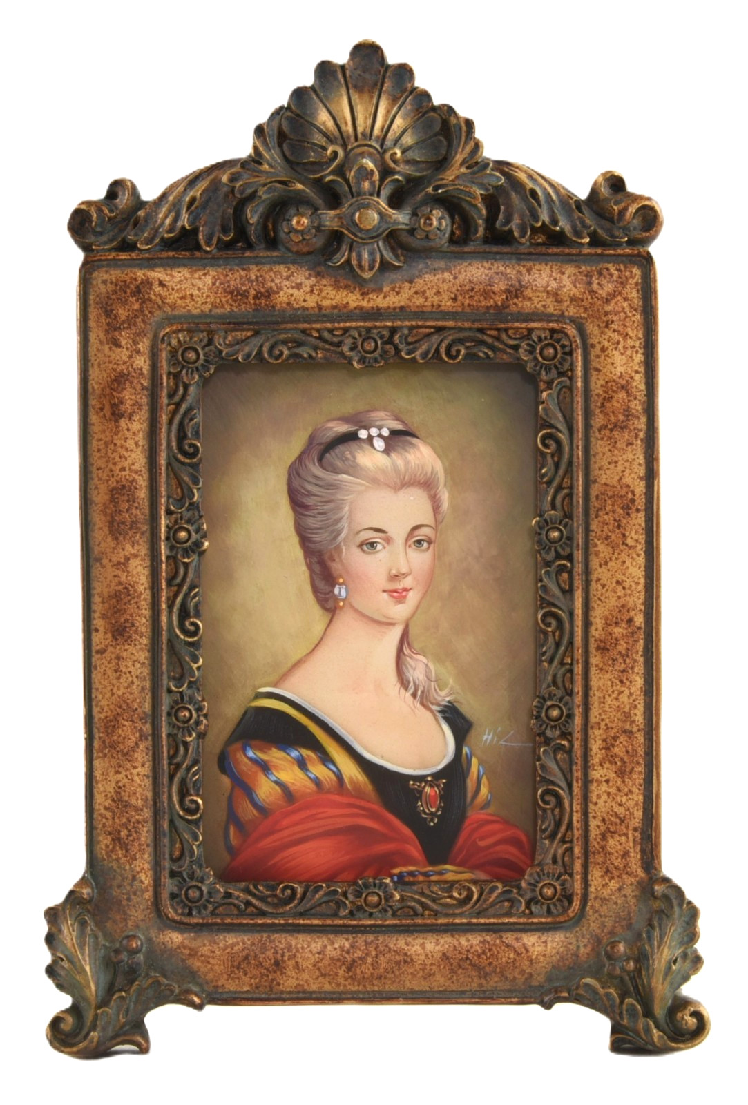 Miniature Portrait of Elegant 18th C. Woman by Italian Artist HiL – ORIGINAL