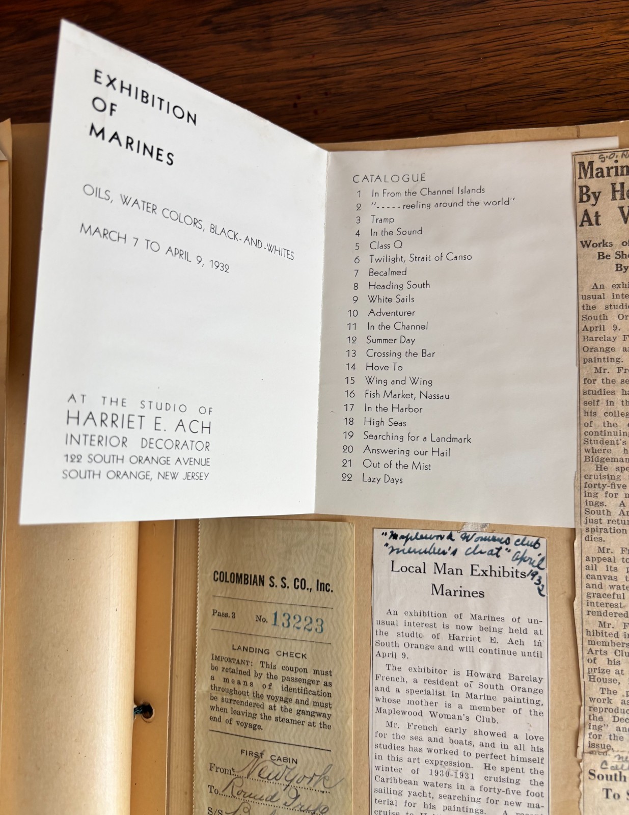 AMERICAN MARITIME ARTIST’S SCRAPBOOK HOWARD B FRENCH NATIONAL ARTS CLUB NEW YORK