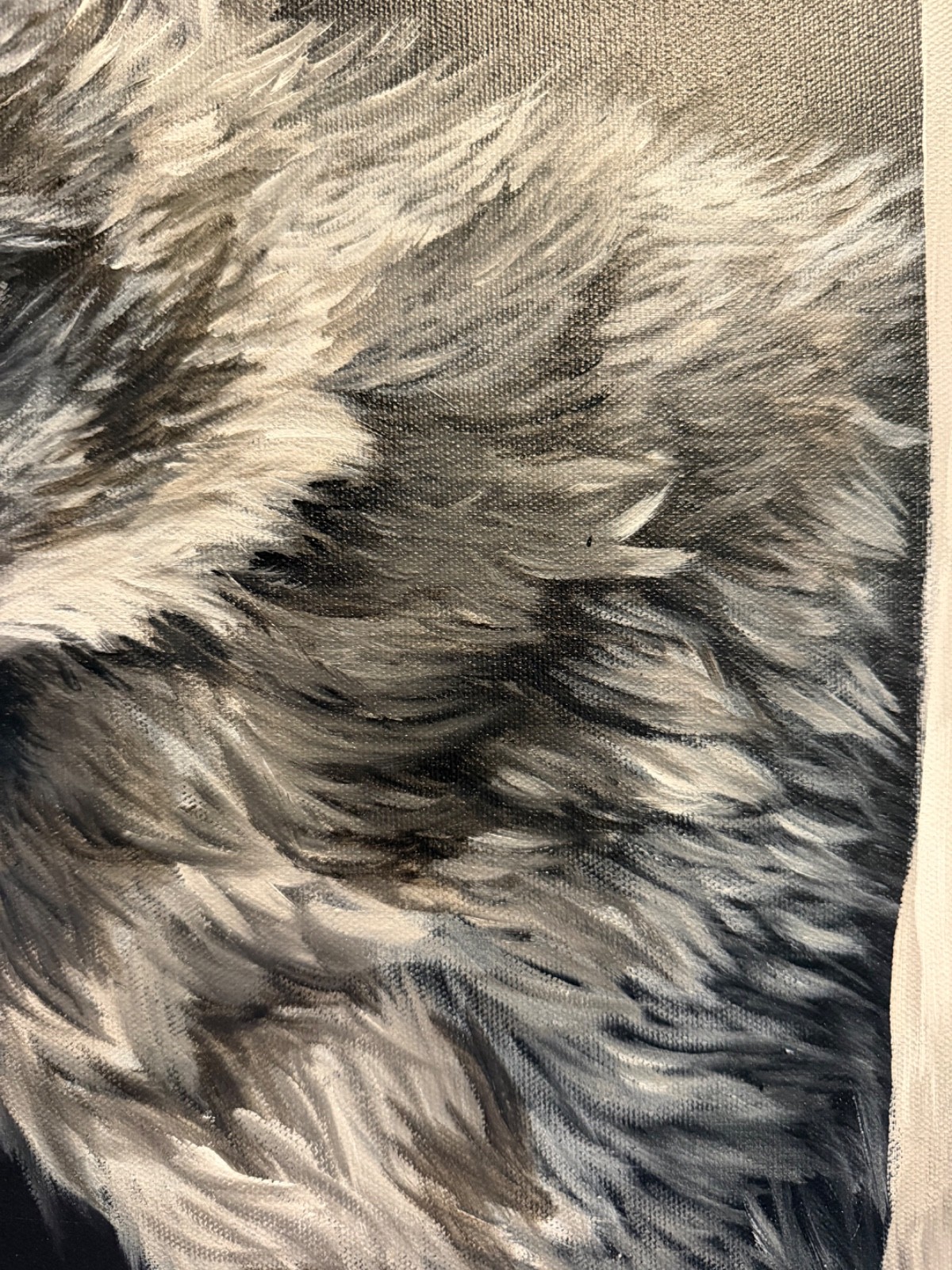 Monochromatic wolf original painting on 16×20 canvas