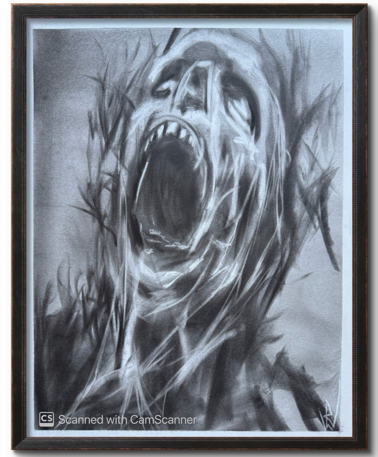 Screaming Ghost Face Pastel Drawing 11×14 Horror Art Original