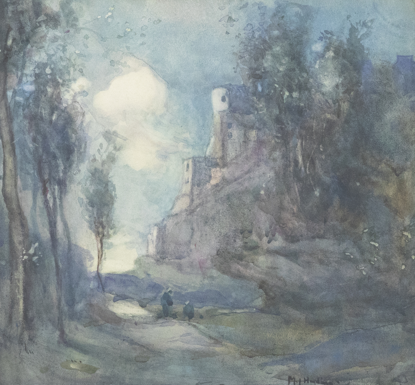 M.L. Harding – Early 20th Century Watercolour, Castle in the Clearing
