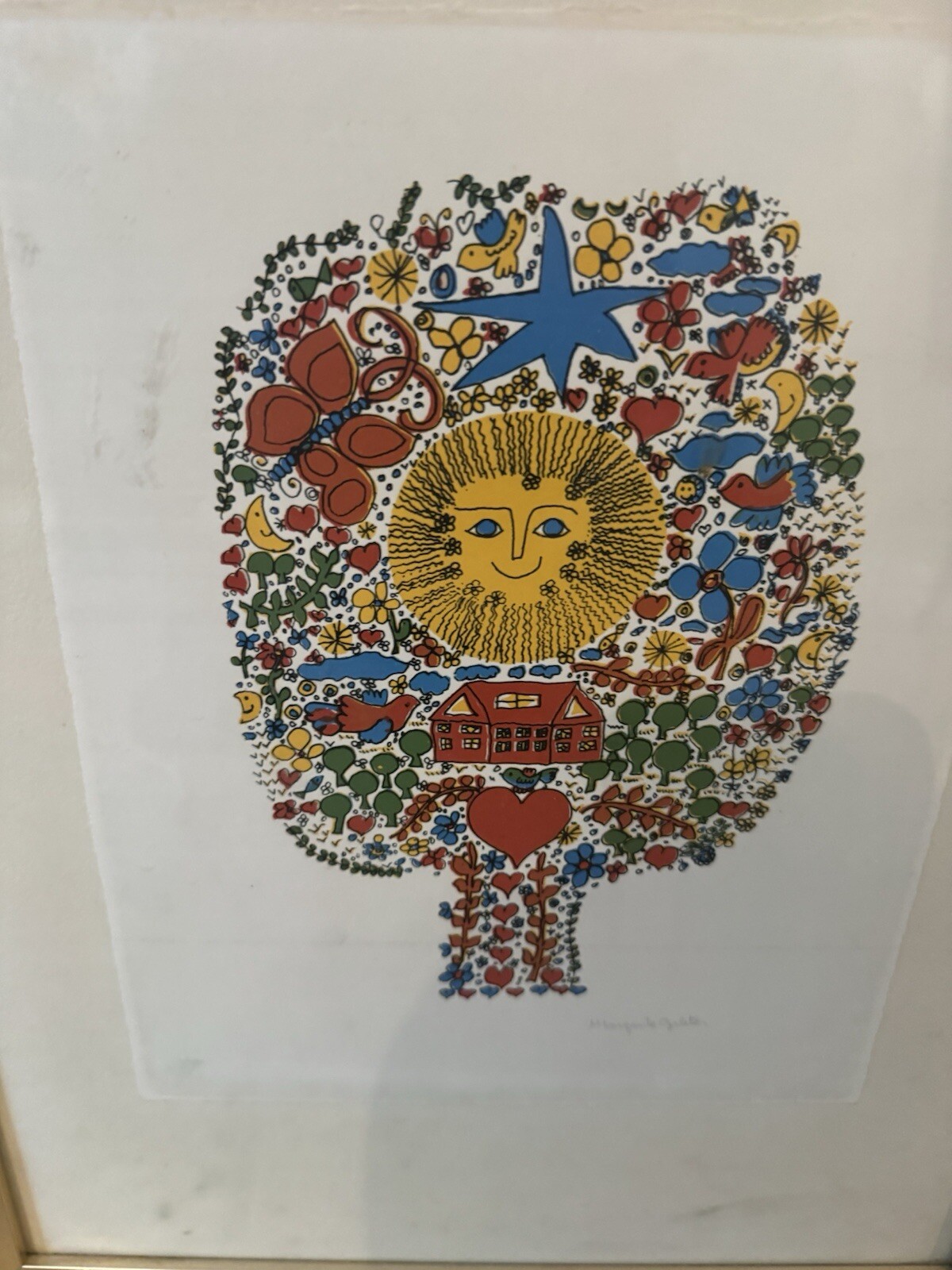 Original(?) Arbol de Navidad, by Margarita Galetar Signed 11×9 Frame 17.5×13.5
