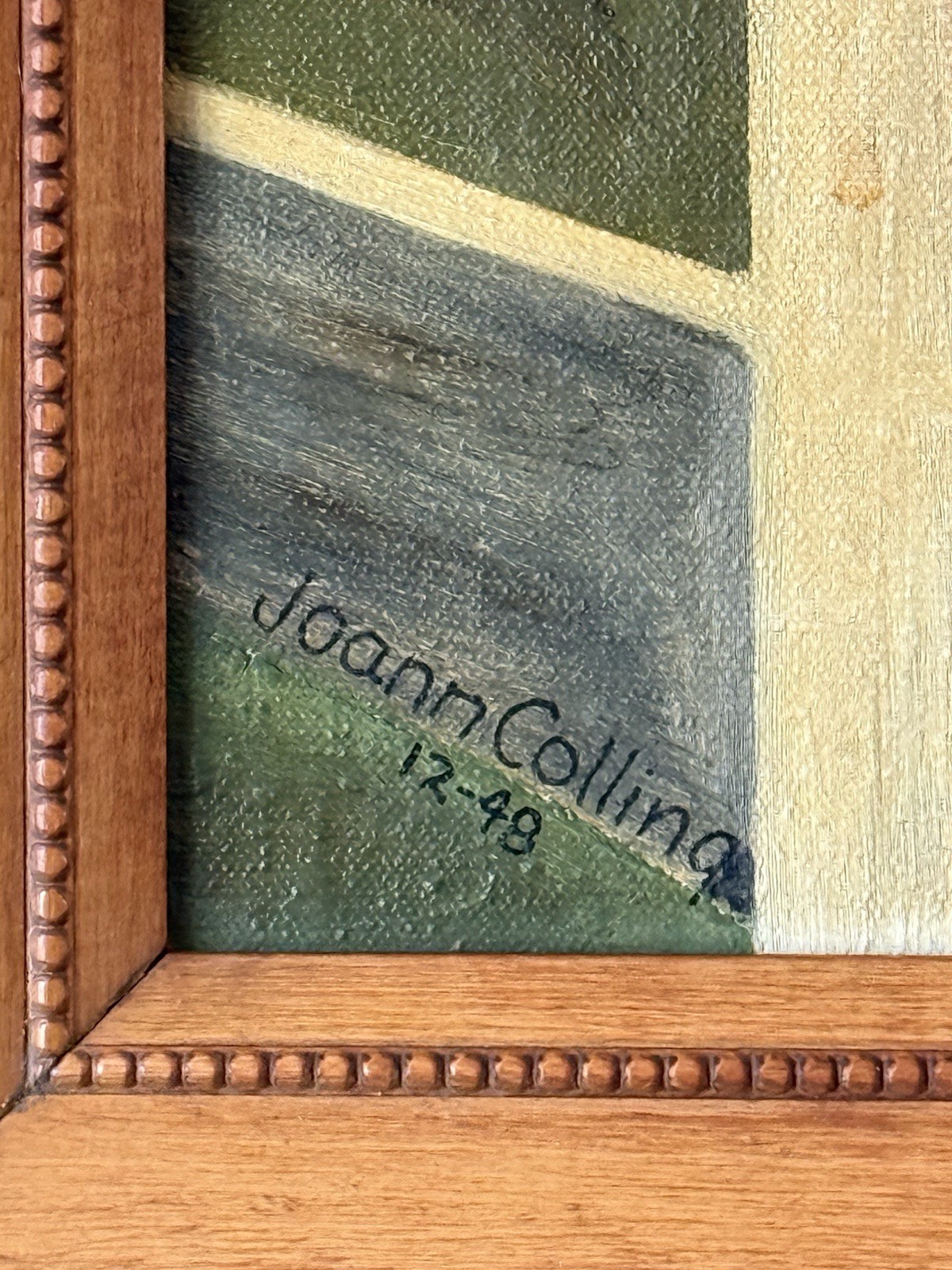 JOANN COLLING ANTIQUE EQUESTRIAN HORSE OIL PAINTING OLD VINTAGE WESTERN 1948