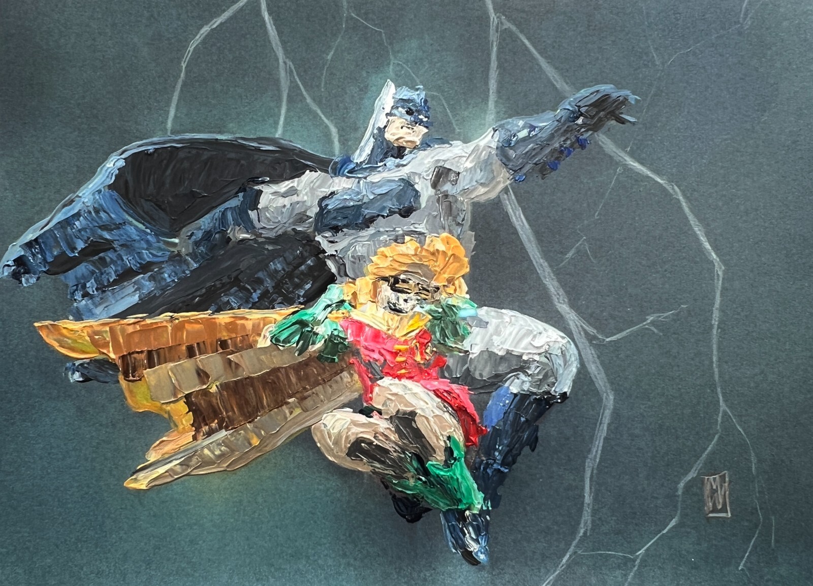 Original Batman & Carrie Dark Knight Returns Comic Wall Art Painting 12×16″