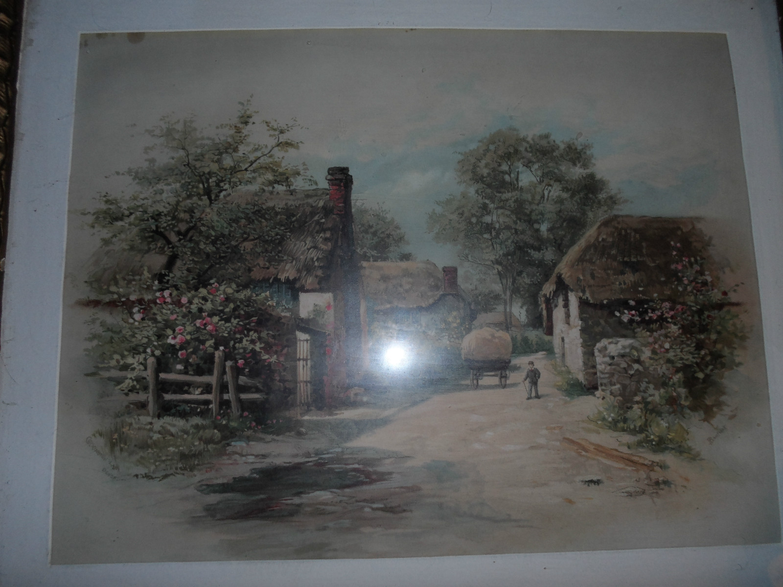 Signed Original Bartlett Cockington Lane Devon 19th century colored MEGARARE
