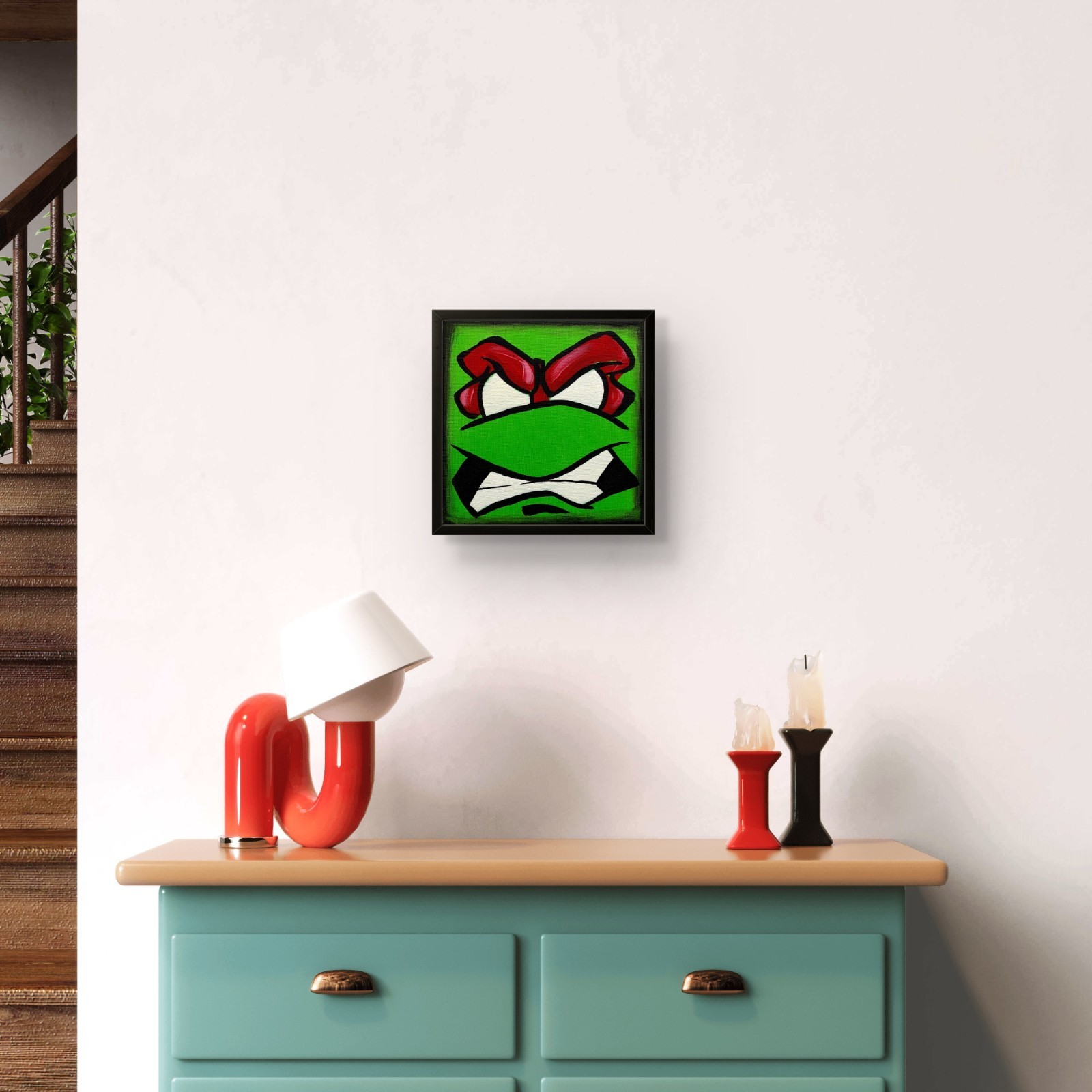 SLOOG Original Art Comic Pop Art Painting on Canvas 8×8 TMNT Raphael