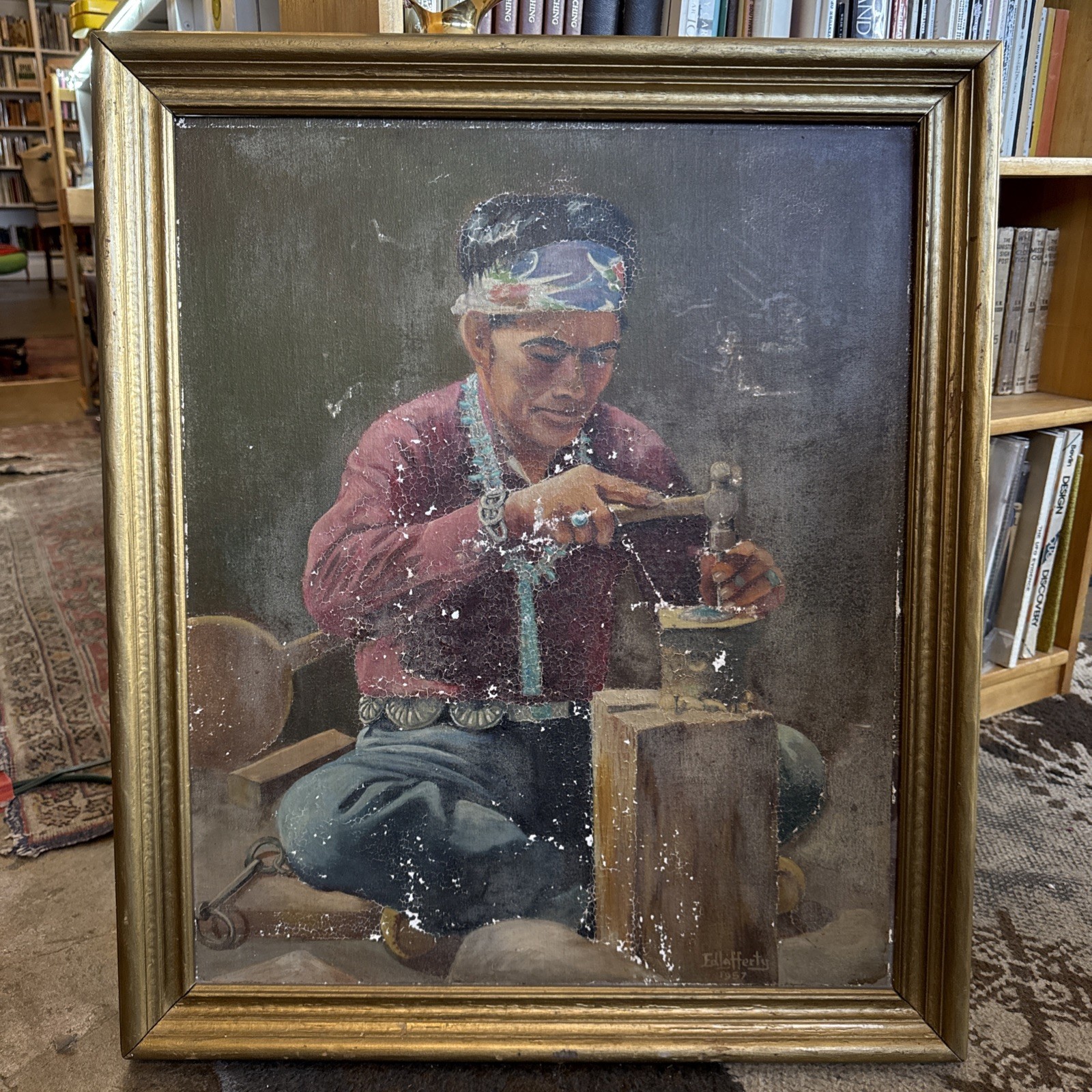 WANDA WOOD ORIGINAL ACRYLIC ON CANVAS BOARD VINTAGE 1957 Artist Ed Lafferty