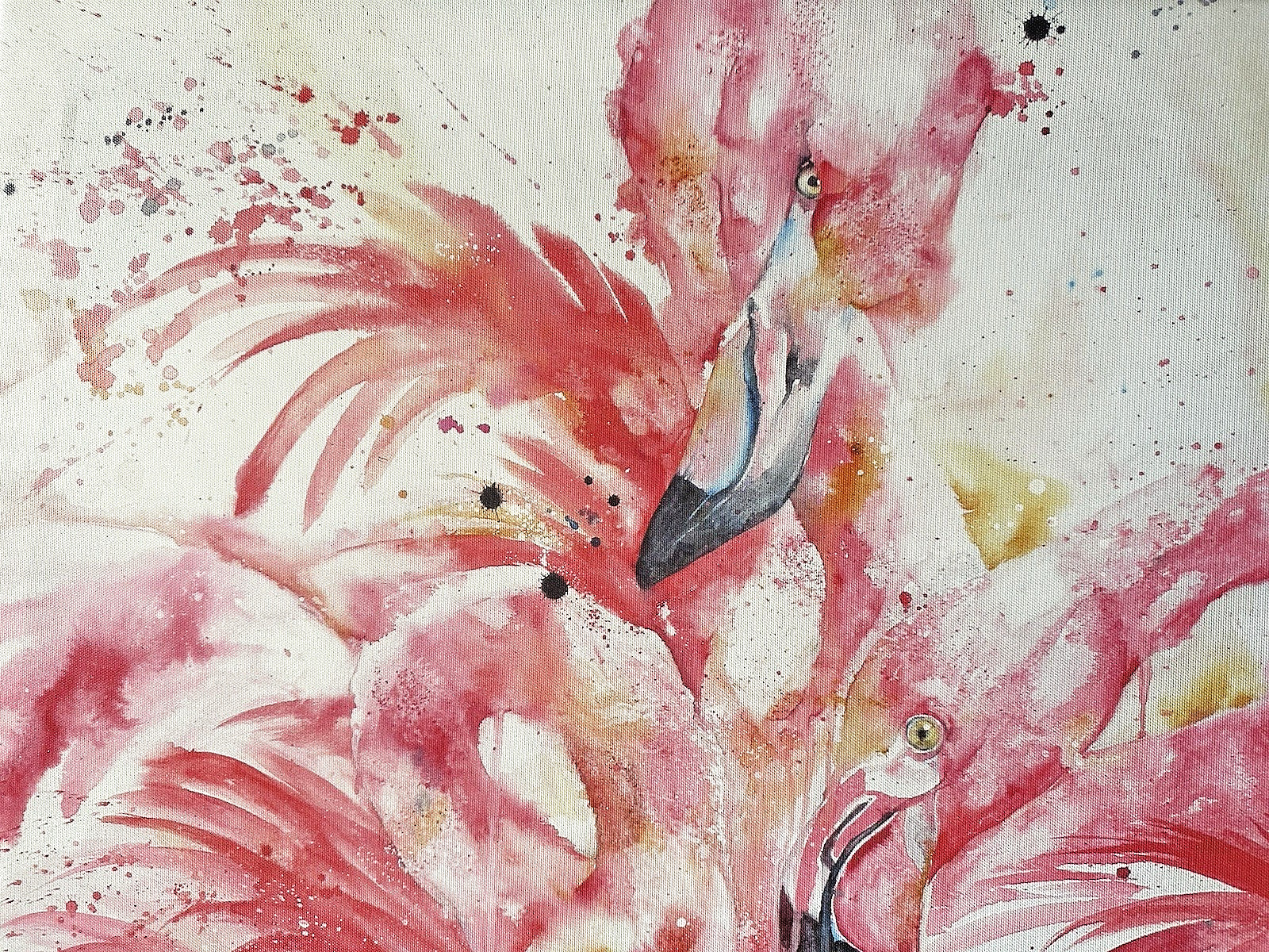 «PINK FLAMINGOS» Modern, Abstract PAINTING REPRO on CANVAS. Bold DOPAMINE DECOR