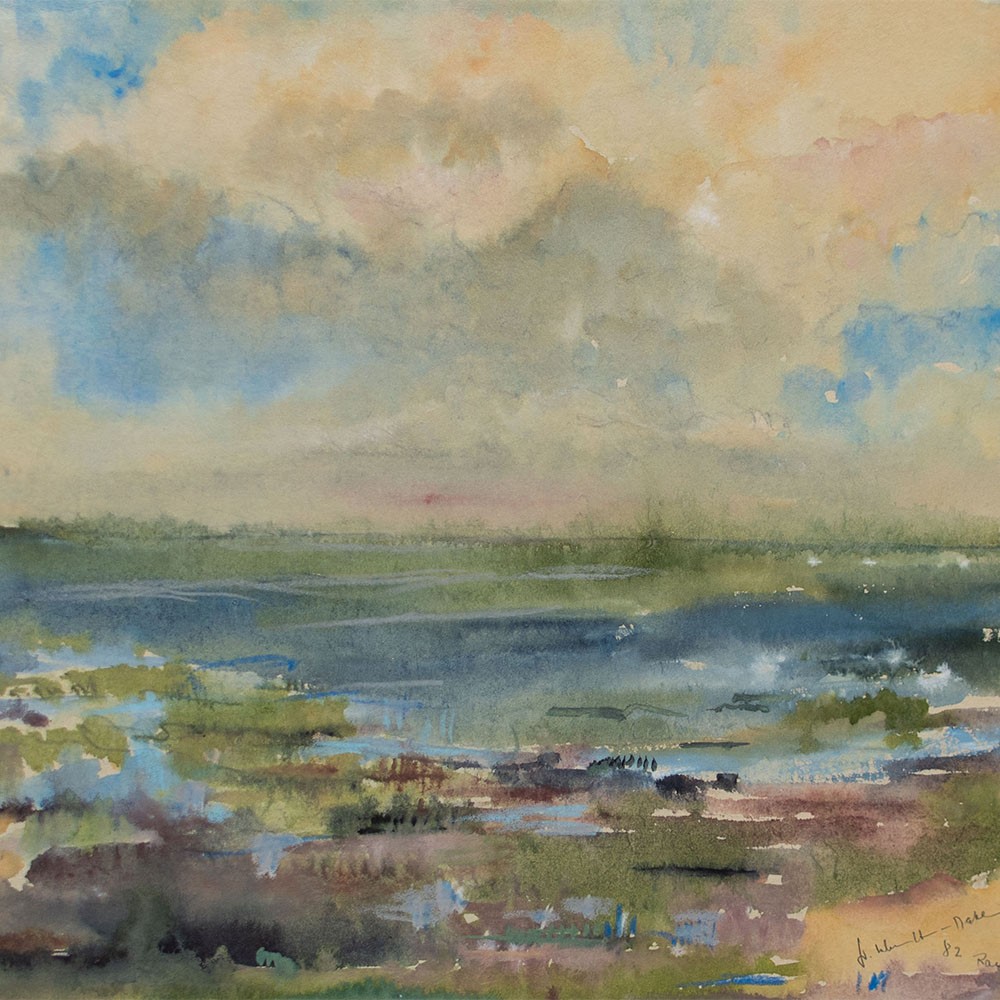 Gerhard Schulte-Dahling Rantum Sylt Landscape Postwar Signed Watercolor 1982