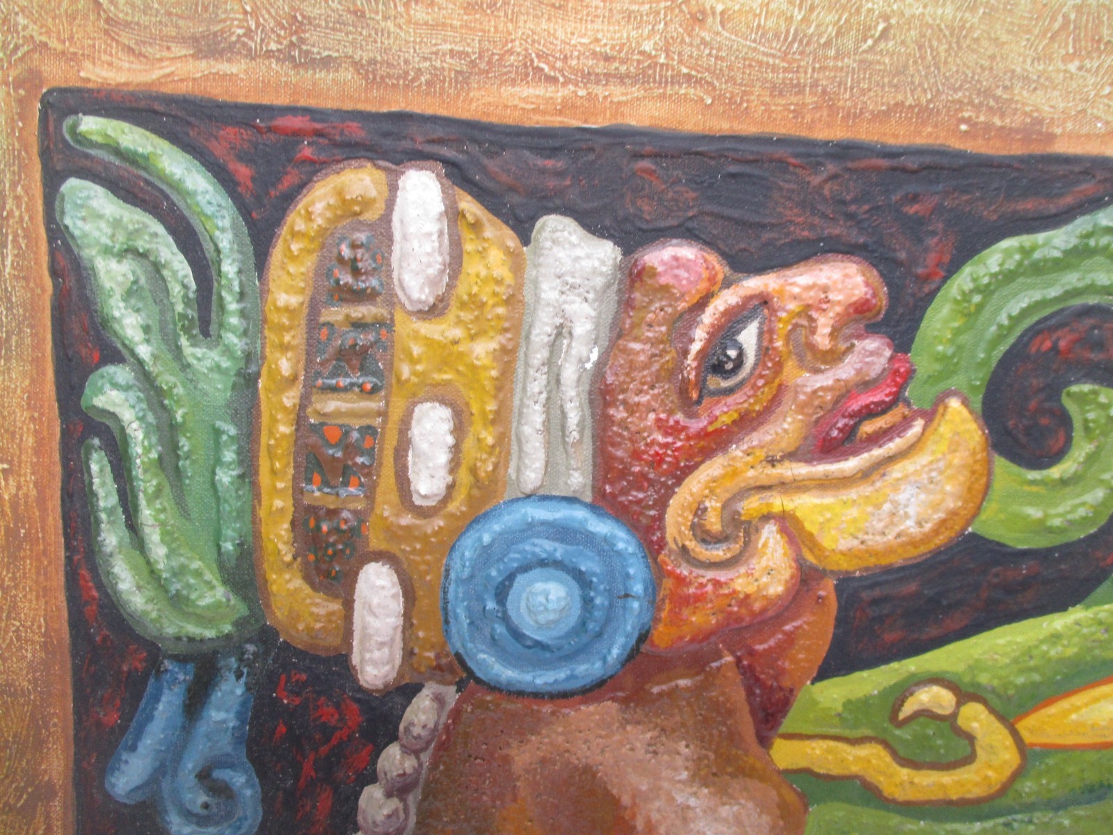 FELIPE ISLAS Mexican Embossed Oil Painting Signed ( Unframed) 16″ X 24″