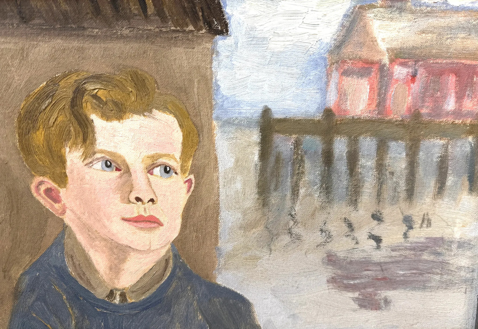 Earle T. Merchant Naive Child Portrait of Frank Rowell & Motif 1 in Rockport, MA