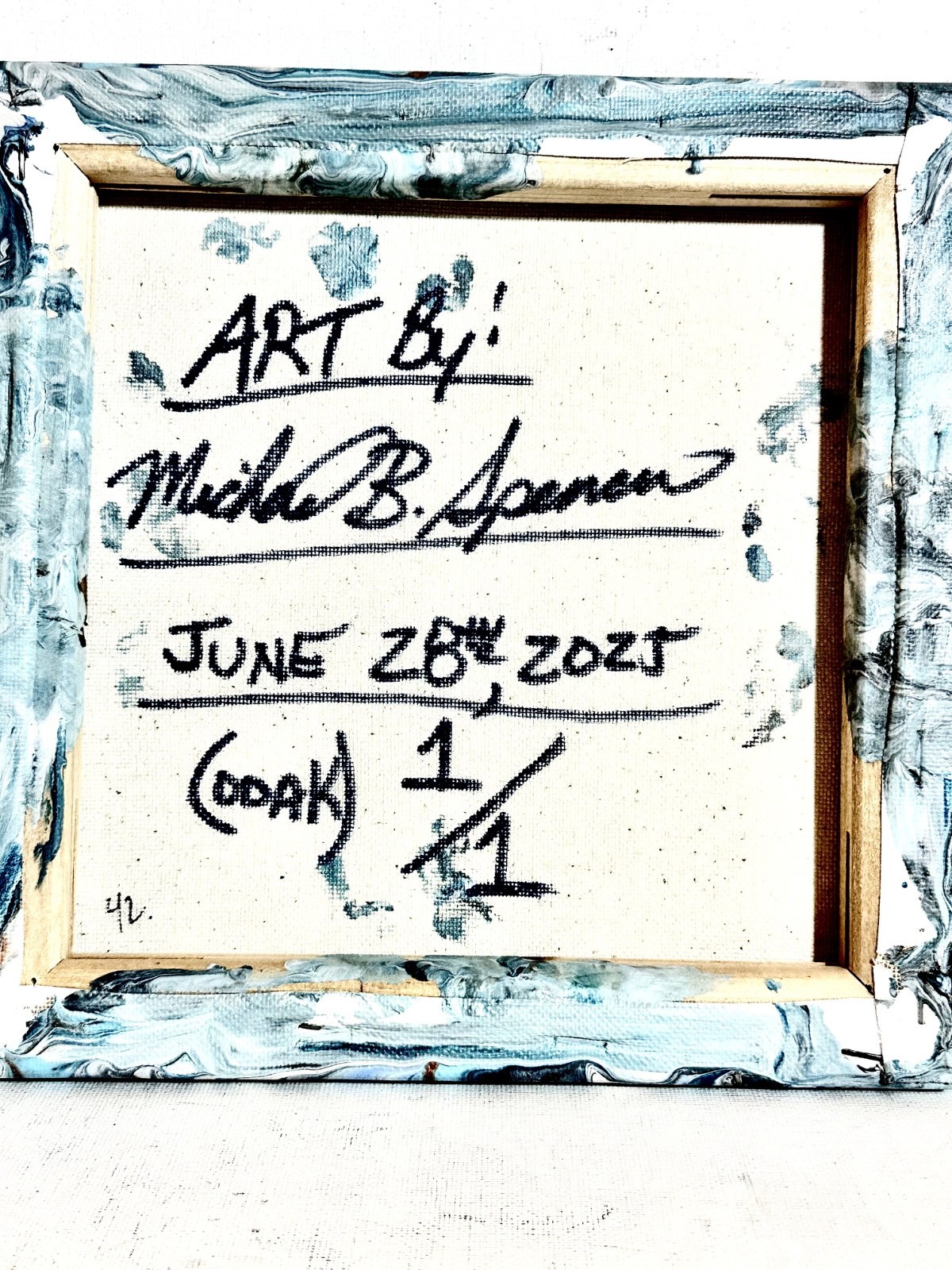 Original Acrylic 8″x8″ Canvas Art OOAK (One of a Kind) Auto, Date, Numbered 1/1