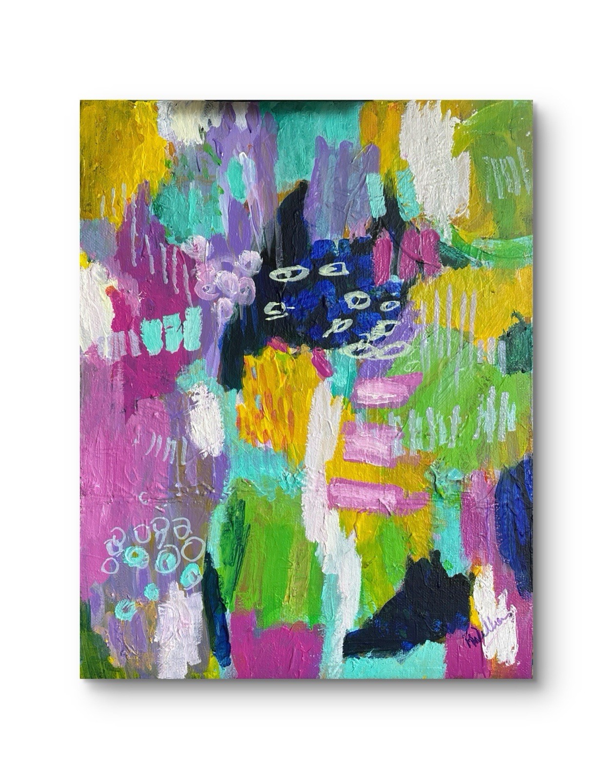 Floral Abstract Painting Original Matted 11×14 Acrylic Flower Art Jimarieart