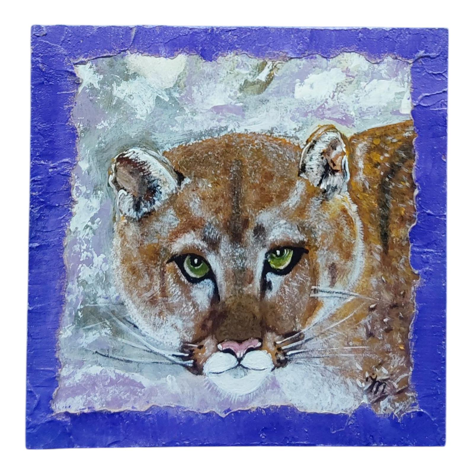 Puma Animals Original Painting Portrait Cat Handmade Wall Art For Nursery OOAK