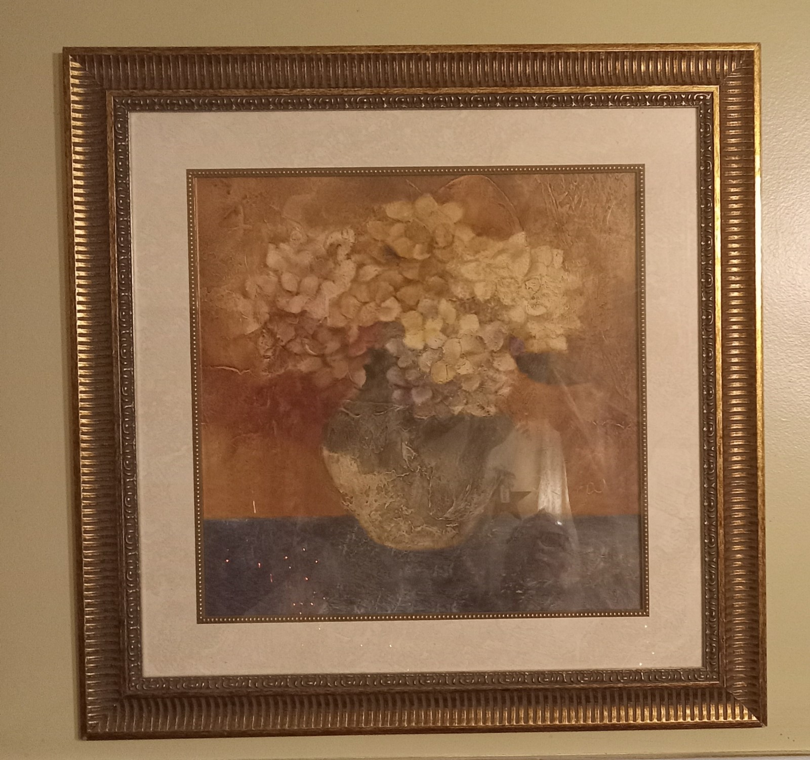 Albena Hristova «Still Life Flowers in Vase” 26 1/2 X 26 1/2 Framed Art Vintage 