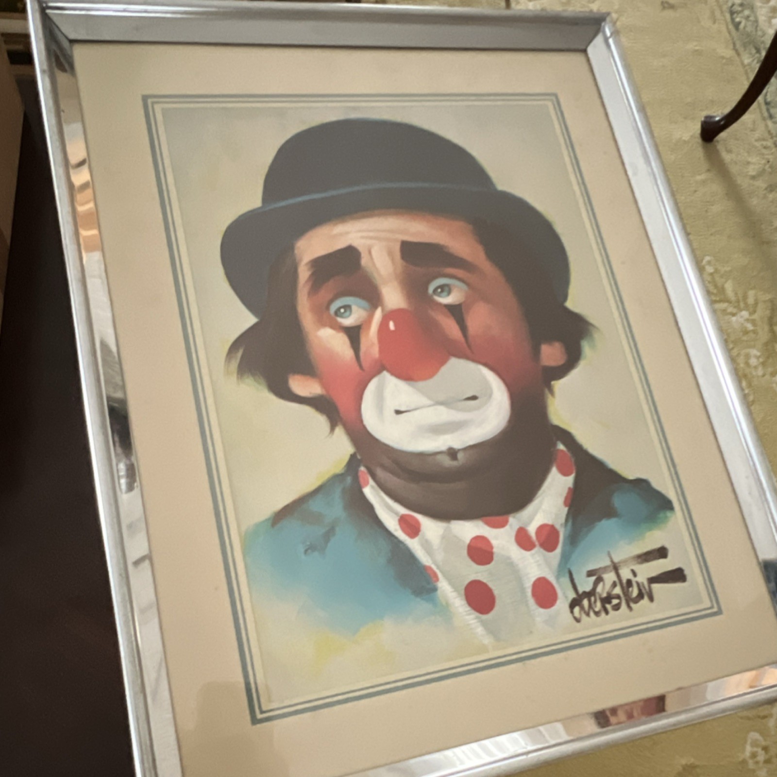 Signed Vintage Oberstein Clown Print.