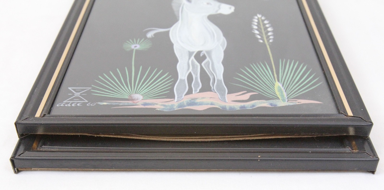 Adee Dodge 1960 Original Painting Donkey Pair Native American Navajo Vintage