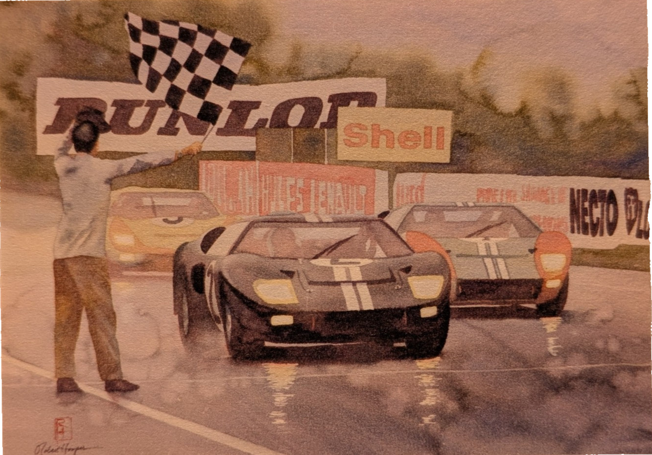 LE ACEO Print 22/50 «Ford Armada» Car Race Finish Line A ROBERT HOOPER
