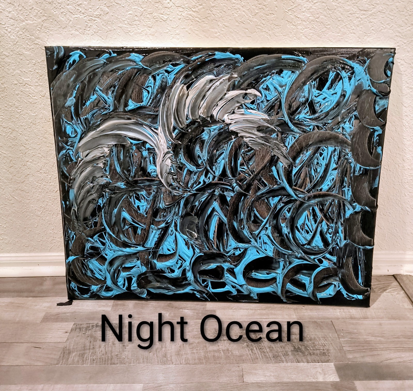 Trey Coppland, Night Ocean Abstract Modern Painting, Large, Unframed, Single