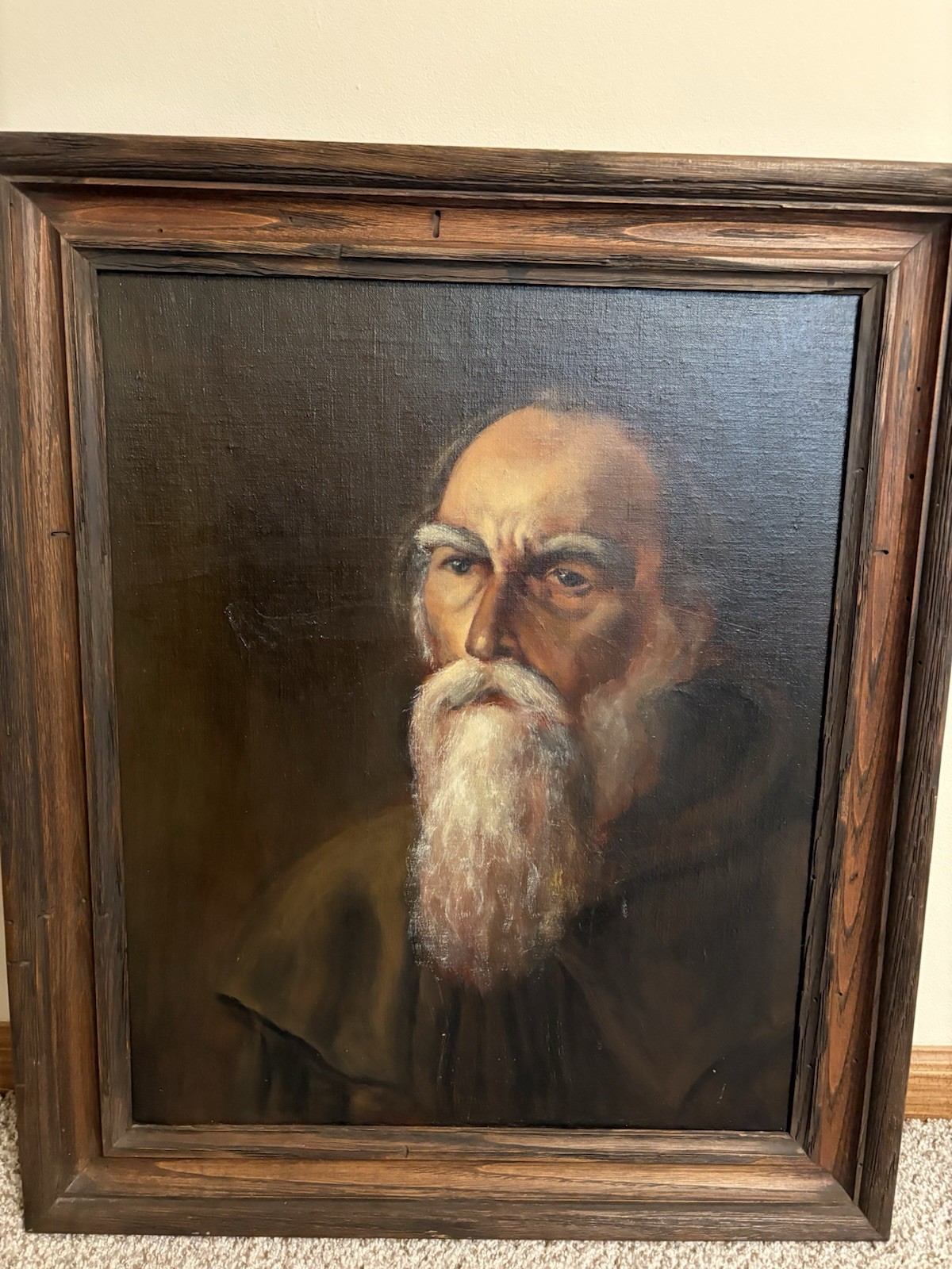 Vintage Oil Portrait of An Elderly Man Original Oil Painting .Height27,Width23