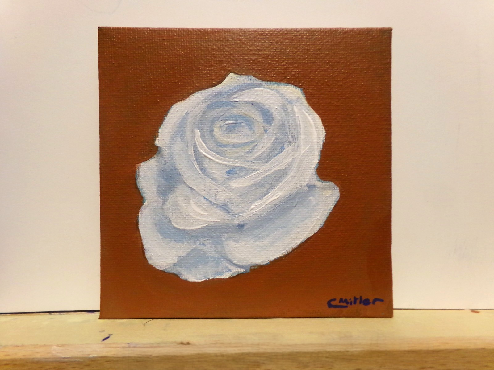 Original Painting Set of Roses Red & White Flowers 4×4 Small Modern Wall Art