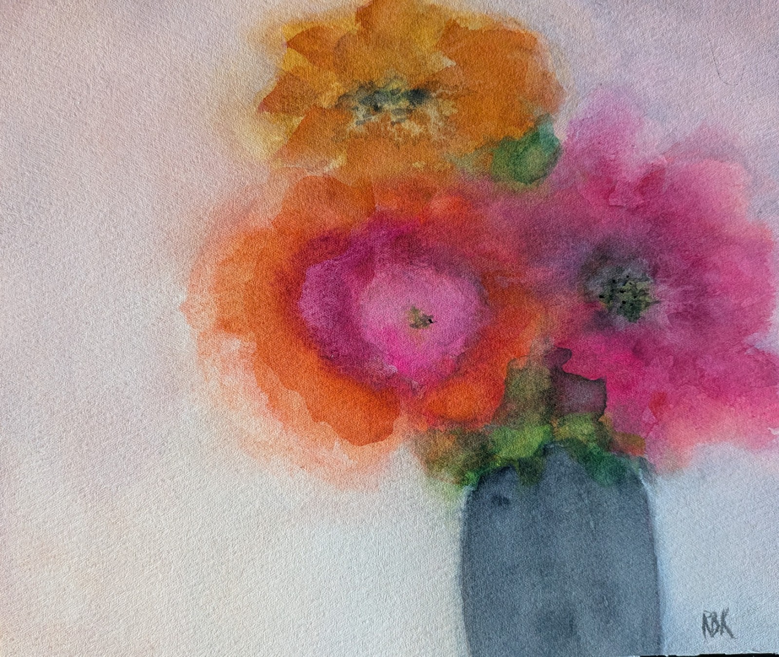 Original Watercolor Painting Abstract Flowers Floral Vibrant Boho Fauvism…