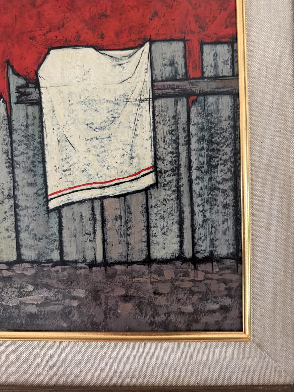 Philip Perkins Original Art Work (1907-1970) Women w Laundry 1962 Oil on Board