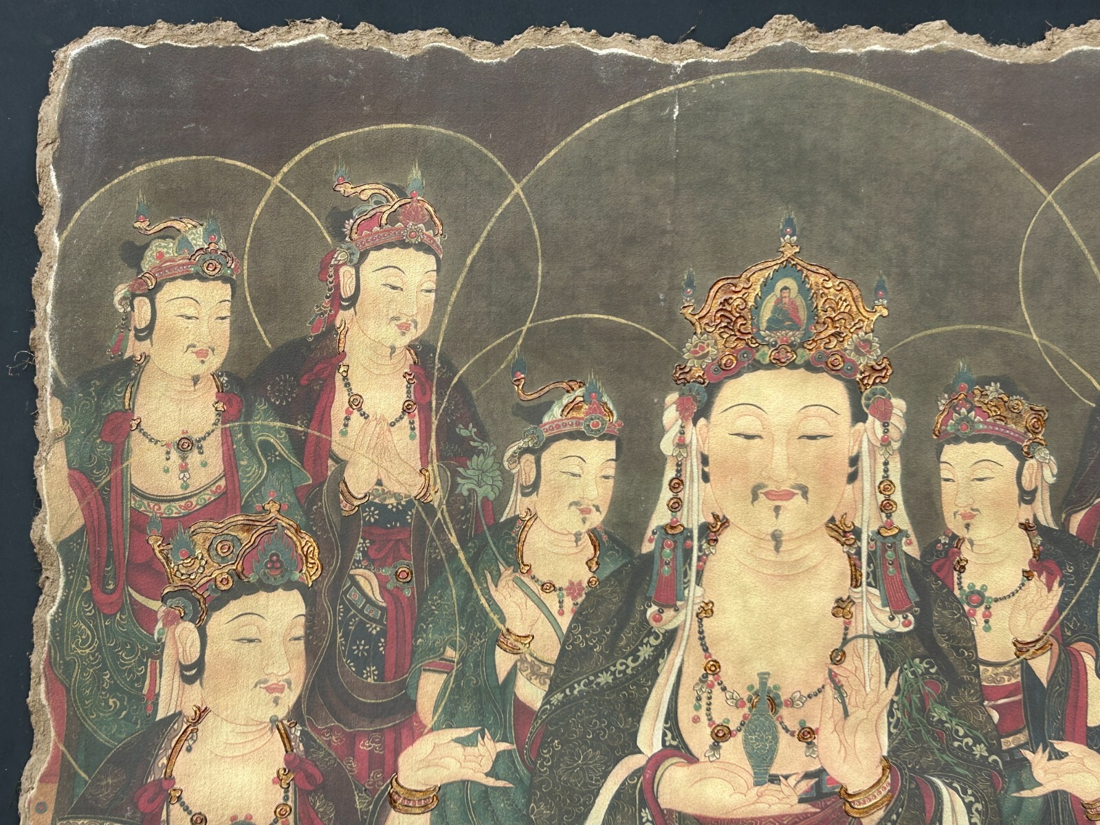Oriental Tong Dynasty Style Bodhisattva Painting on Paper Mache Wall Art ws4515