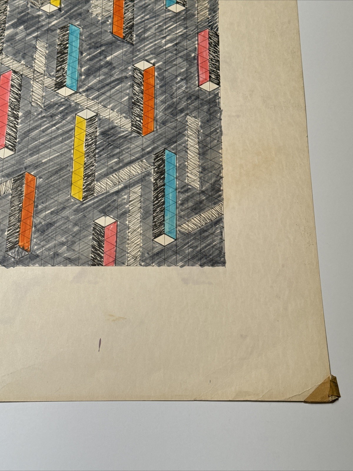 ABSTRACT DRAWING 1970’S PROFESSOR LUBENSKY POP MODERNIST CHICAGO KANSAS LISTED