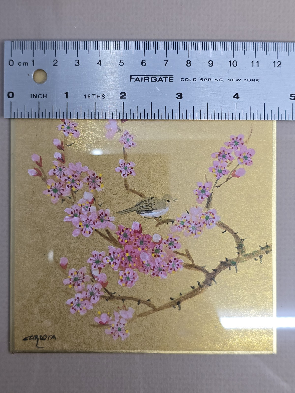 Vtg 3 Original Panel Cherry Blossoms & Birds Watercolor Paintings Framed