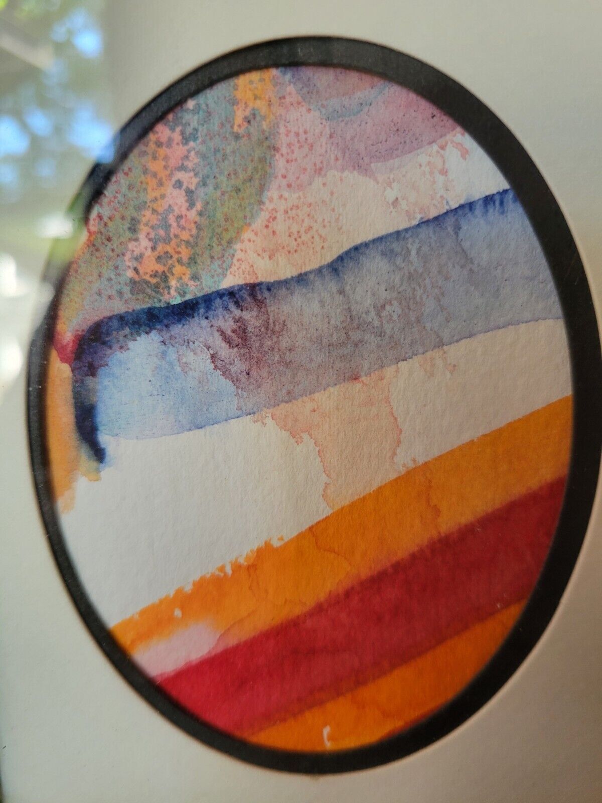 Framed Abstract Landscape Collage with Multi-Oval Cutouts
