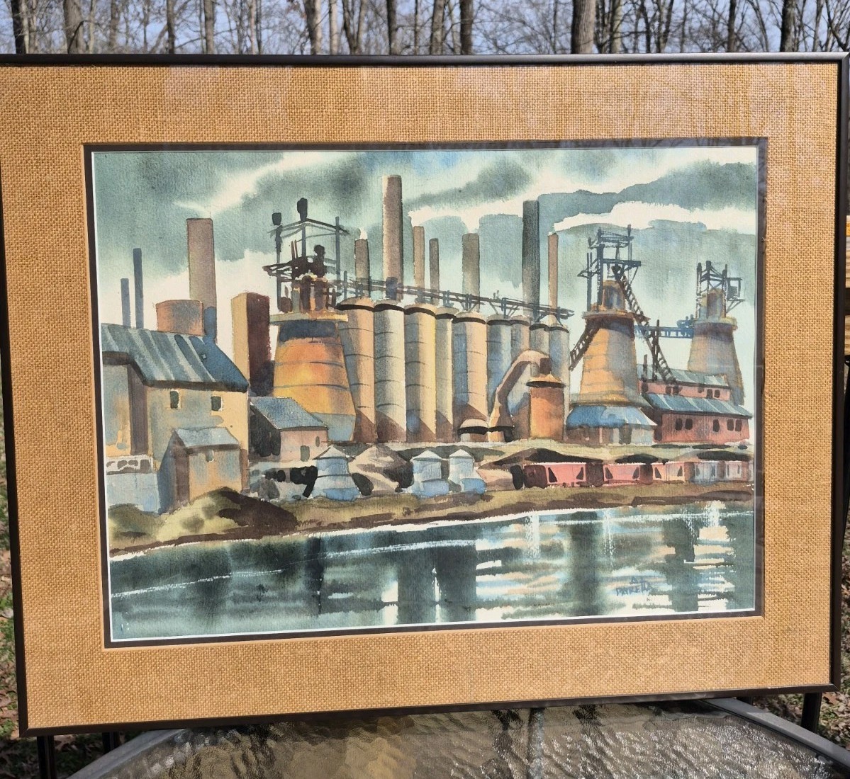 ALBERT AL PARELLA Urban Industrial WATERCOLOR PAINTING SIGNED LISTED ARTIST