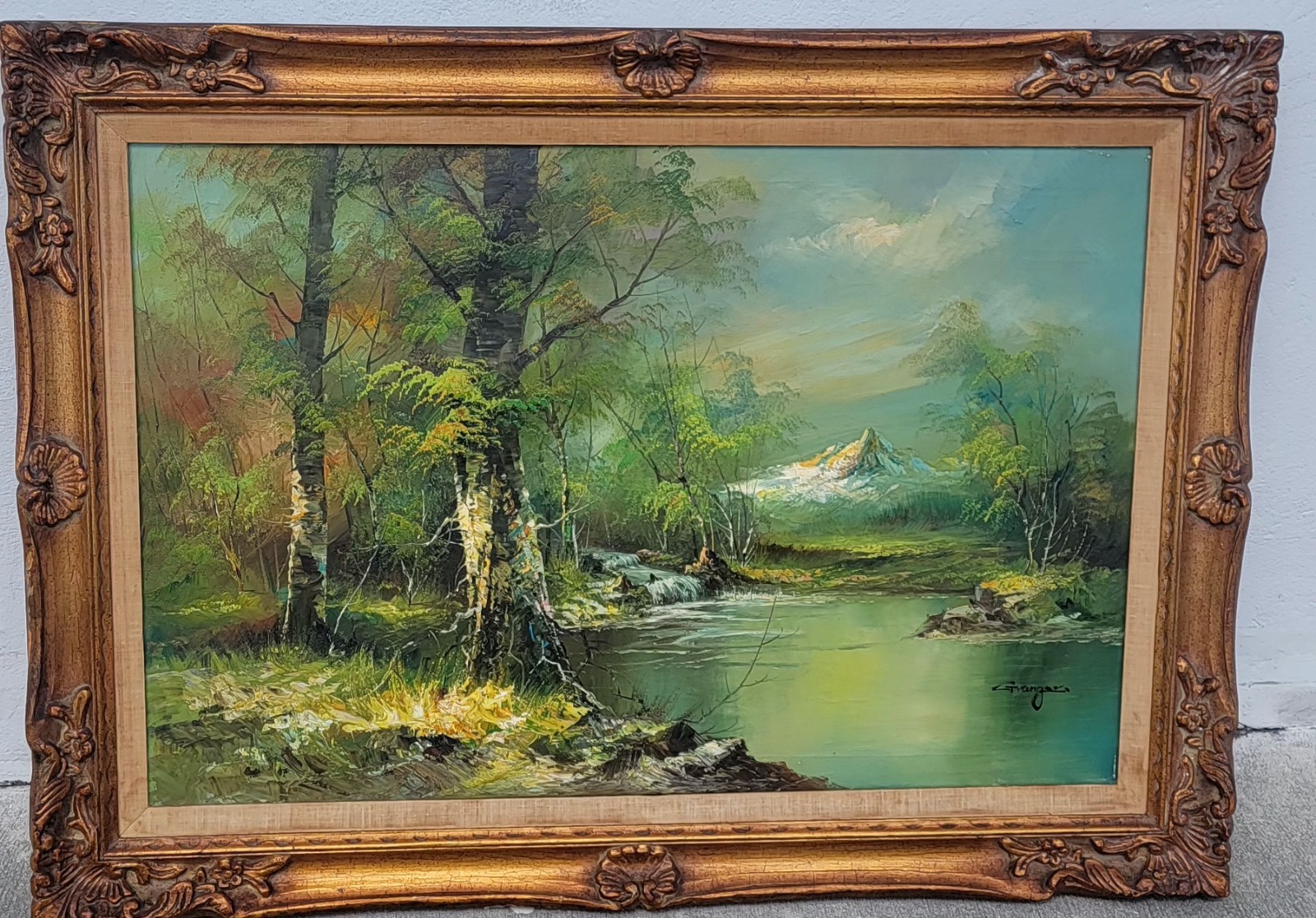 ORIGINAL CHARLES HENRY GRANGER LANDSCAPE 31X43 » IN A GOLD GILTED WOODEN FRAMED