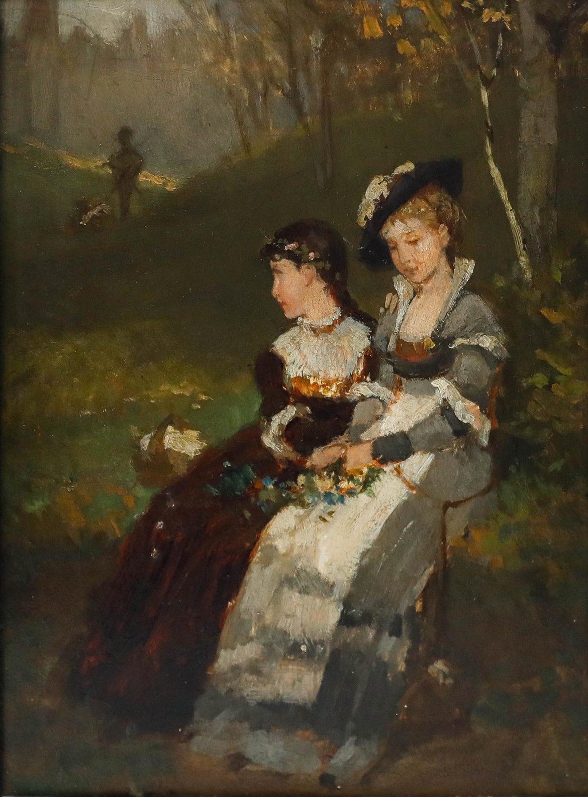 Robert Julius Beyschlag (1838-1903) – Late 19th Century Oil, Picking Flowers