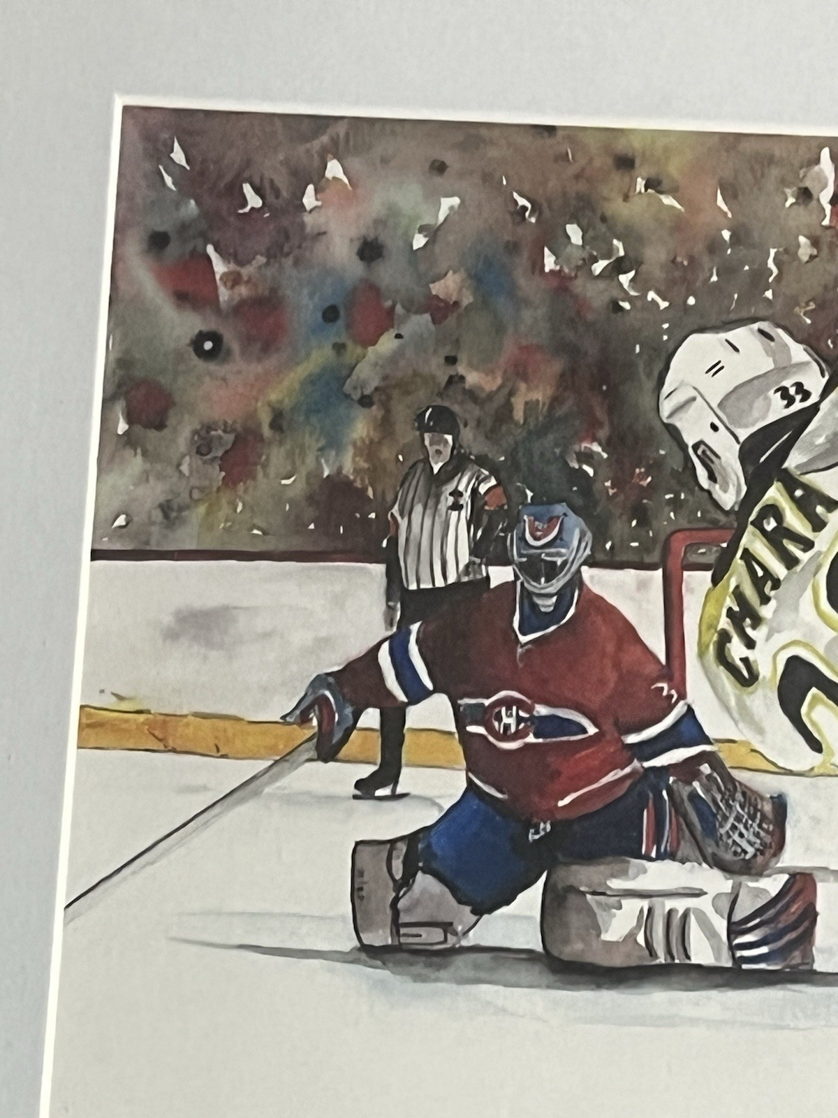 Signed J Lagasse Original Watercolor – Bruins #33 Chara Hockey Art