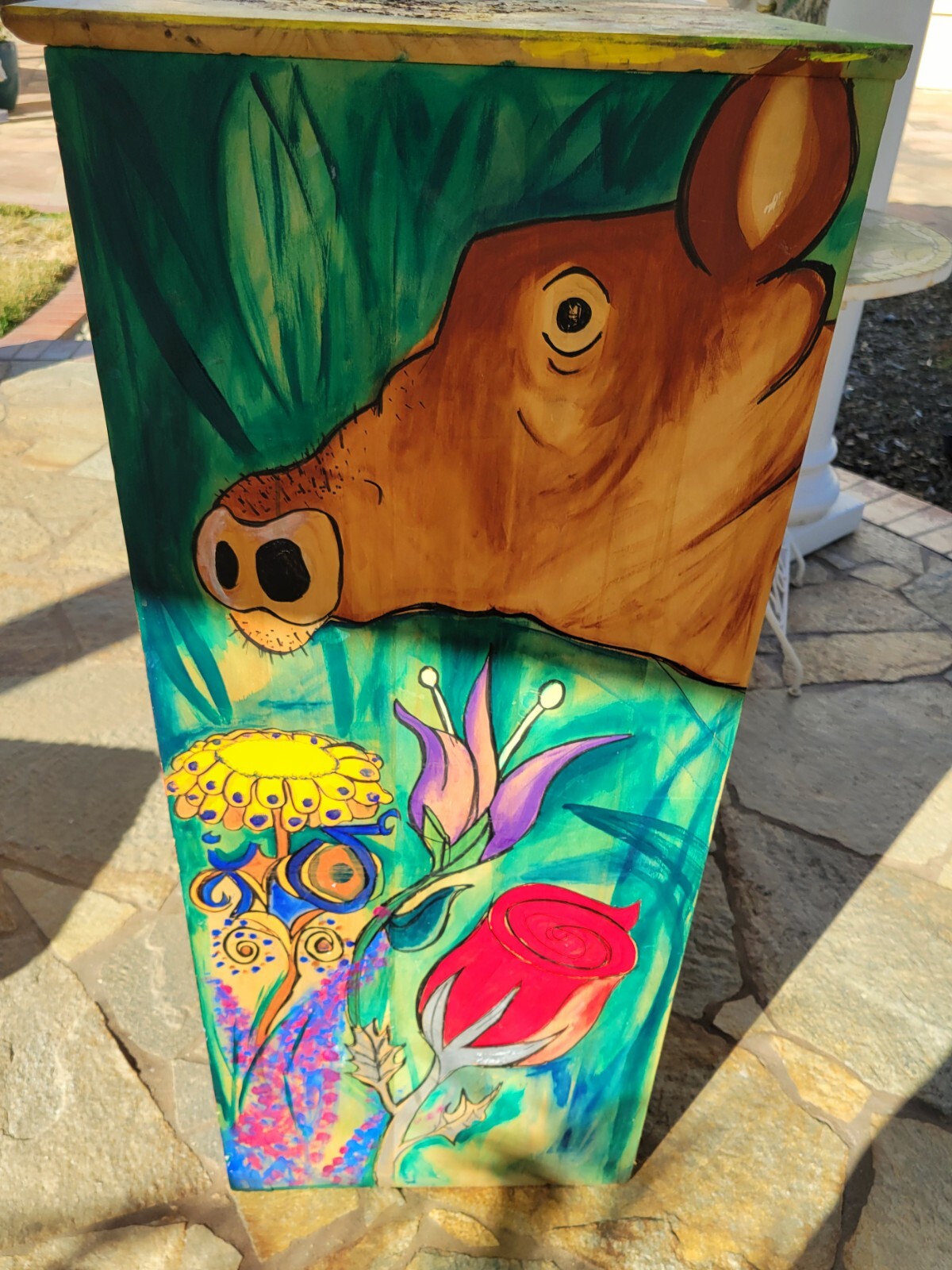 Hand Painted Artist Studio Crafts Chest Mural Graffiti Surreal Art Cubist Disney