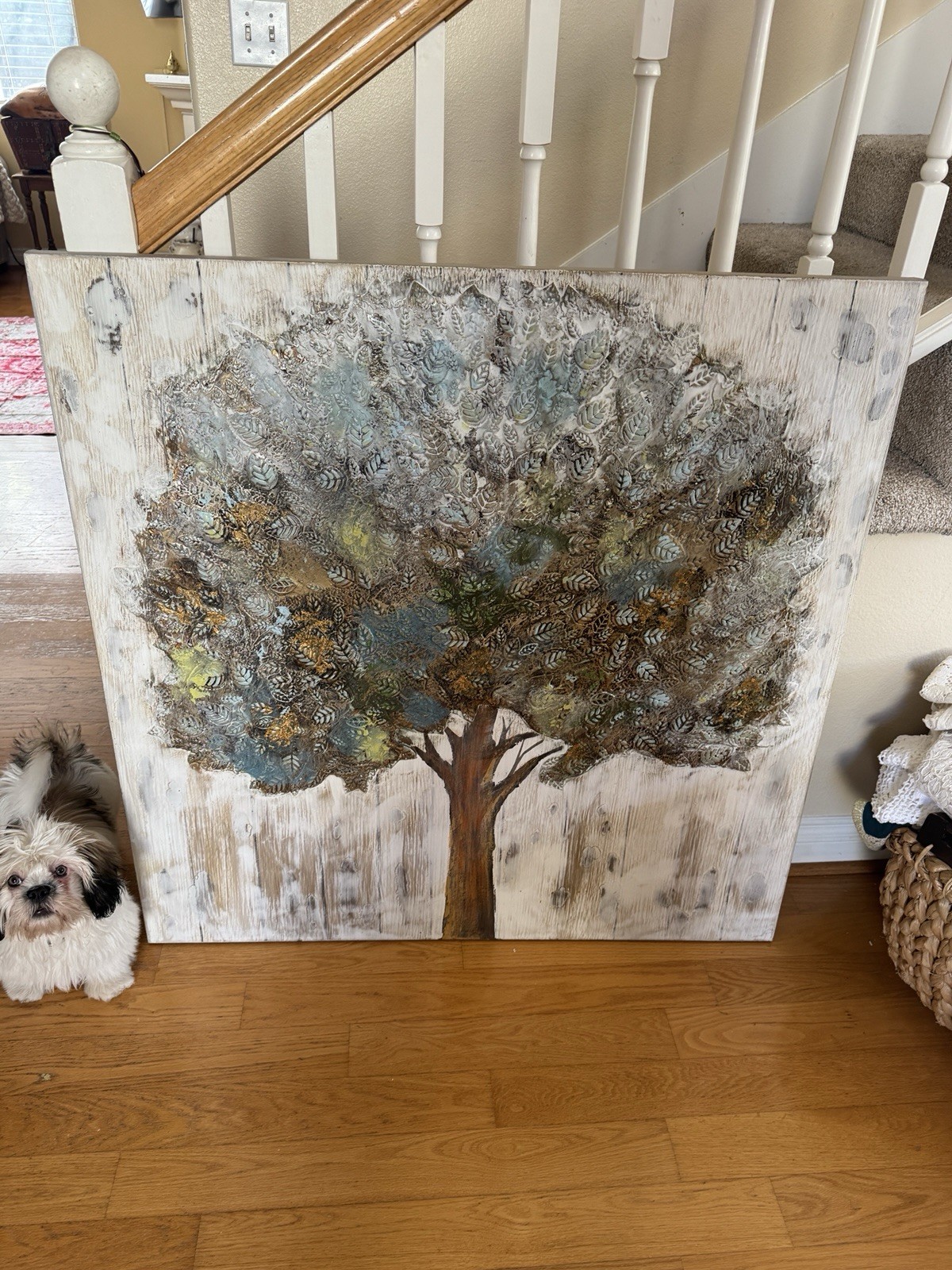 Wall Art Tree Painting Textured Earth Tones 39 X 39