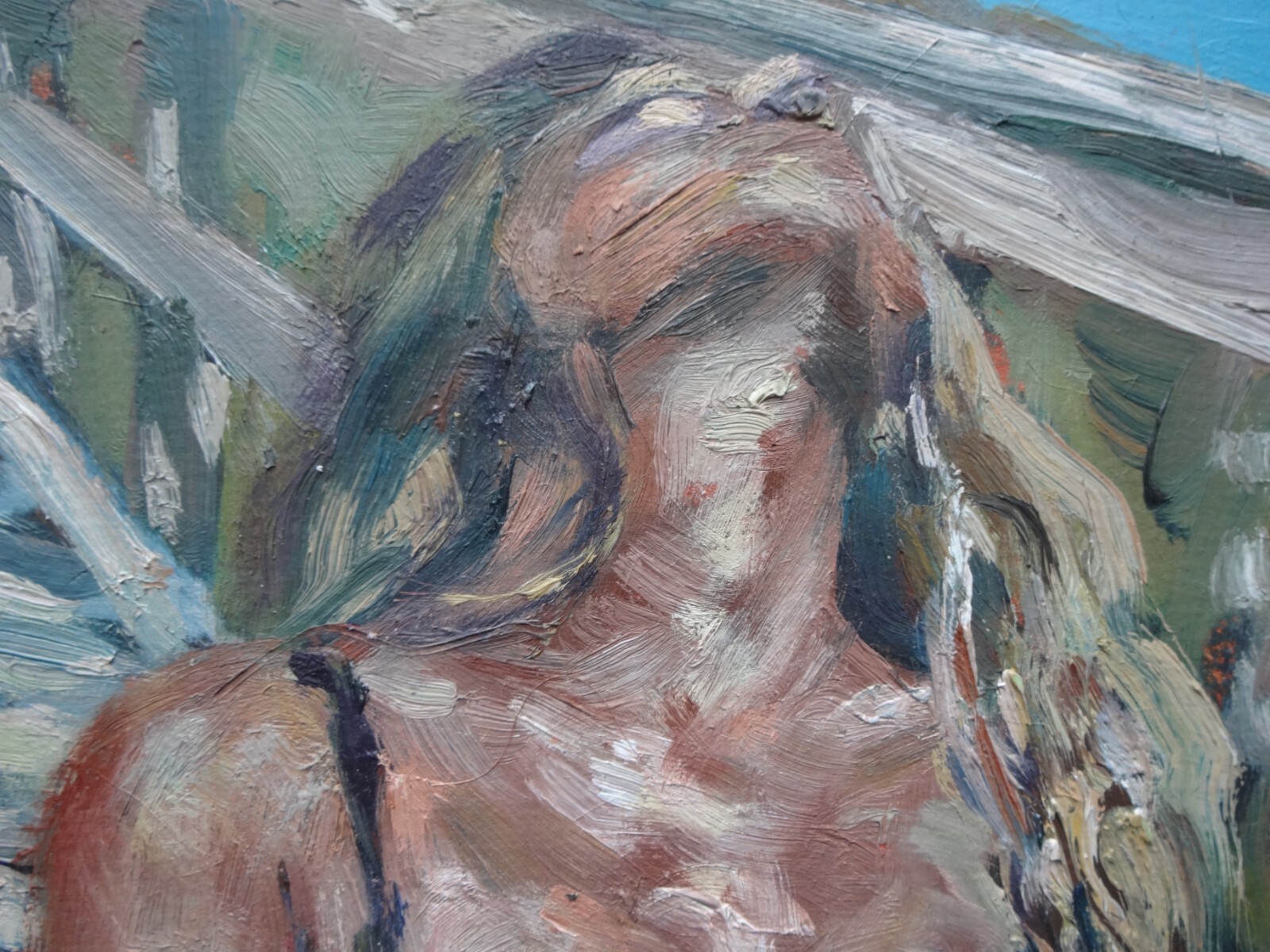 GERRY MILLER-. Original Artwork.»Steps» oil paint on cardboard.37x28cm
