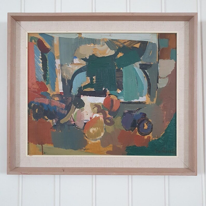 Ragnar Godin 1963 Vintage Swedish Abstract Oil Painting Original Modernist Art