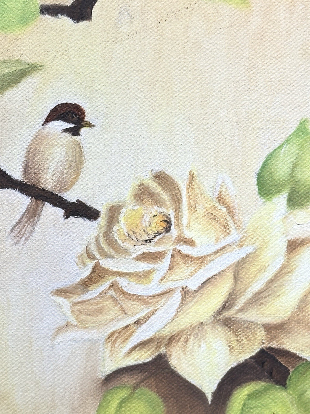 A Pair Of Signed Oil Paintings, Framed, Sweet Birds And Yellow Roses 12” X 14”