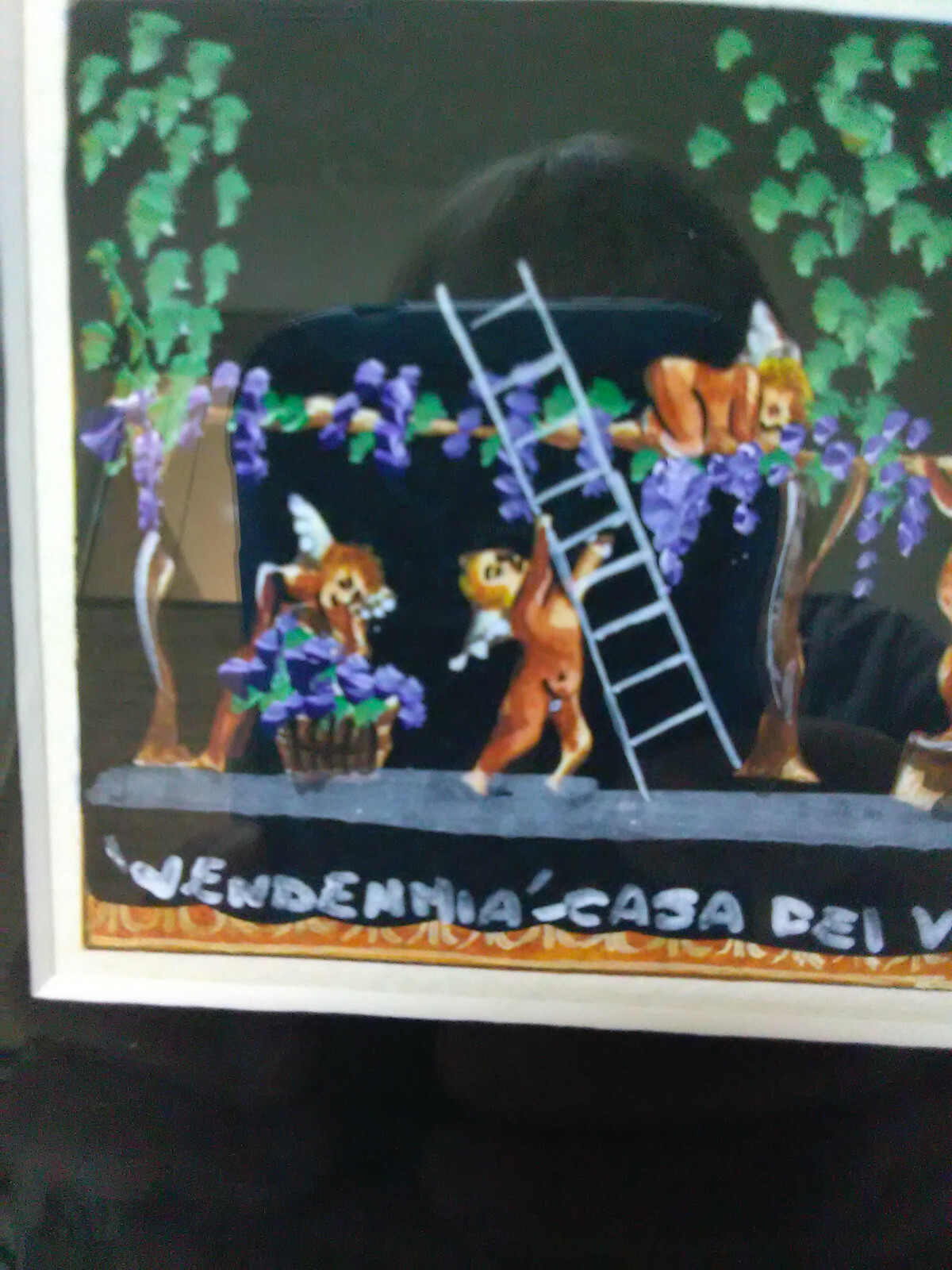 Hand Painted & Signed Vendemmia Casa Del Vetti-Pompei Framed and Matted Picture
