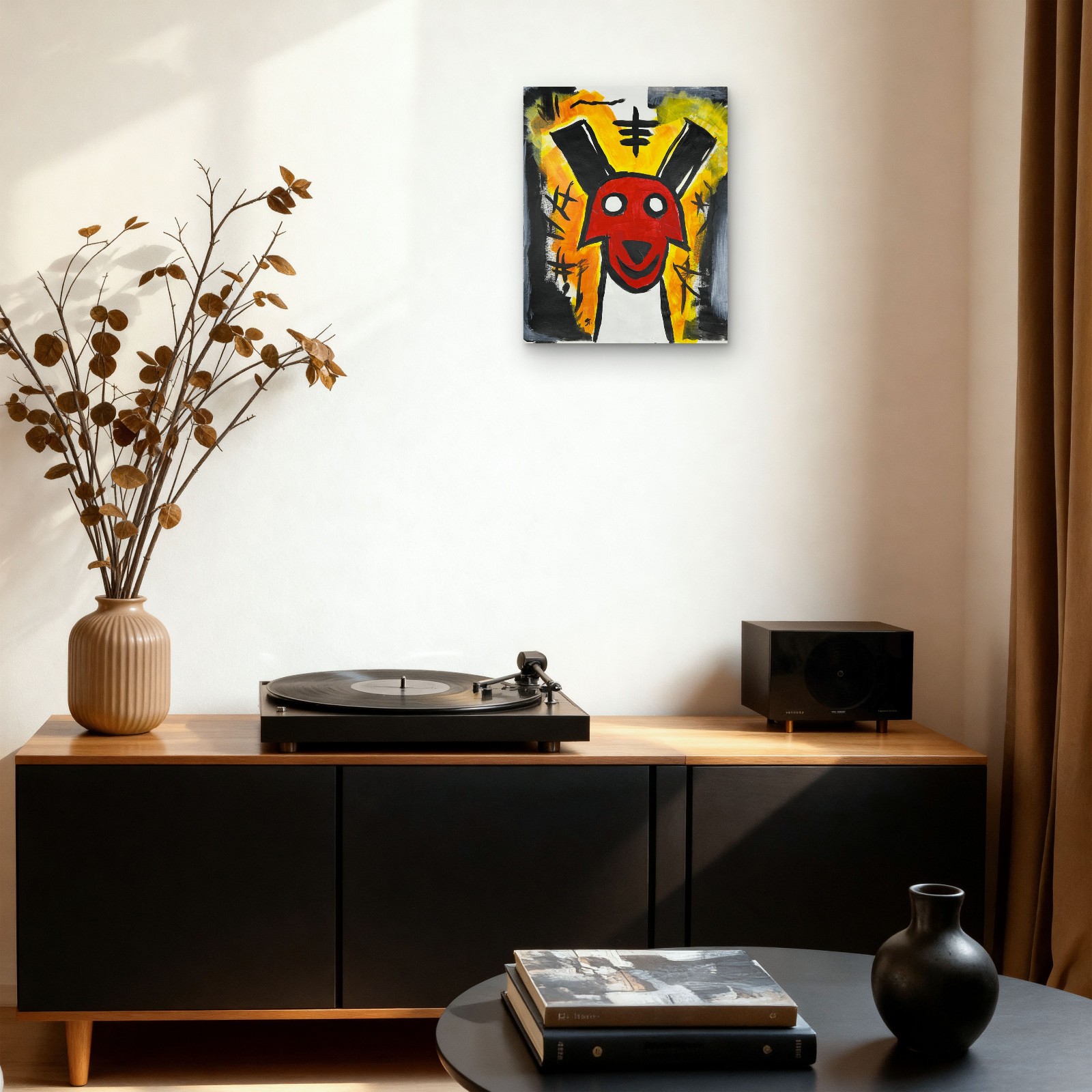 Original Expressionist Red Dog Modern Home Decor Signed STerling Paper 11×14