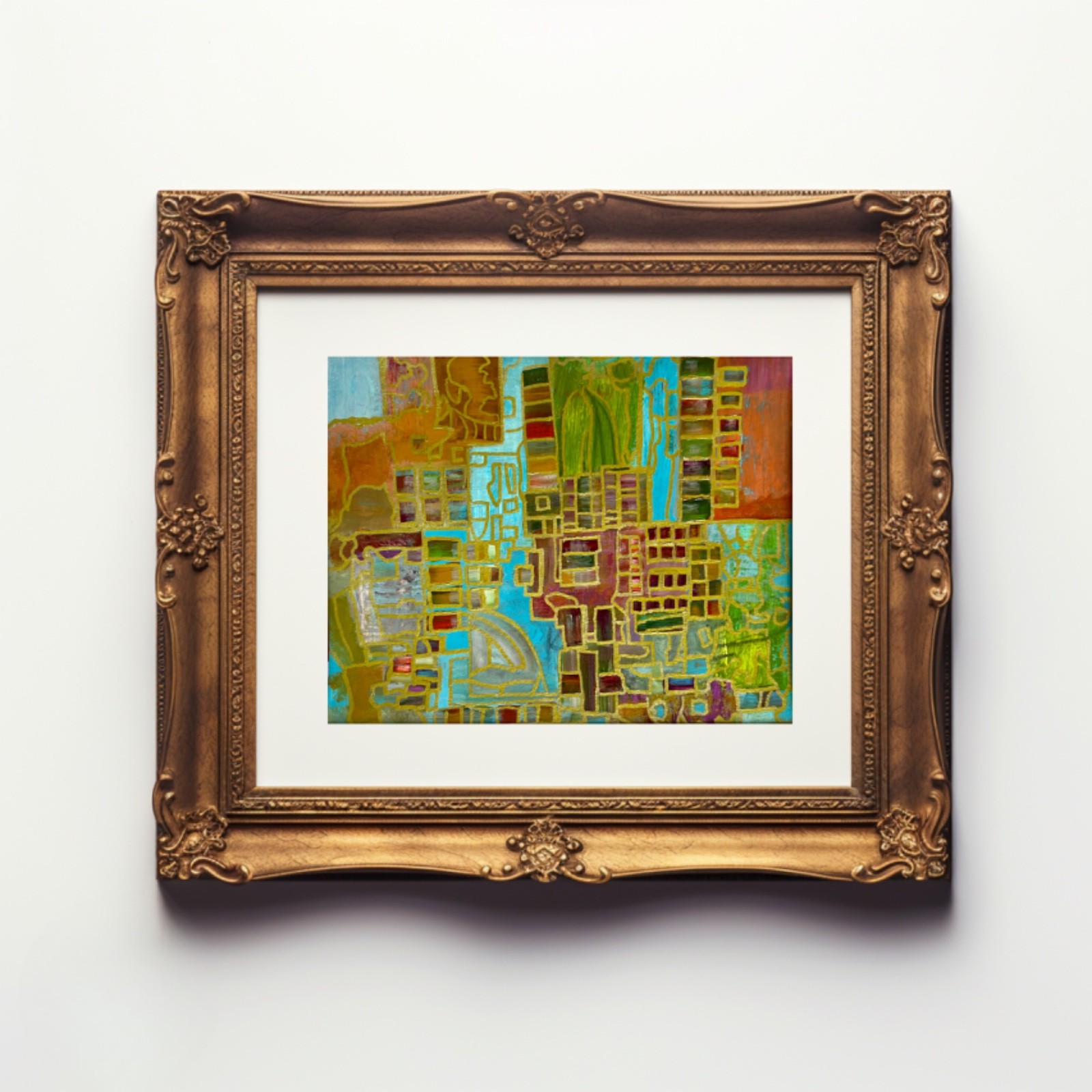 Painting Original Abstract Art Matted 11×14 Acrylic Colorful Decor Jimarieart