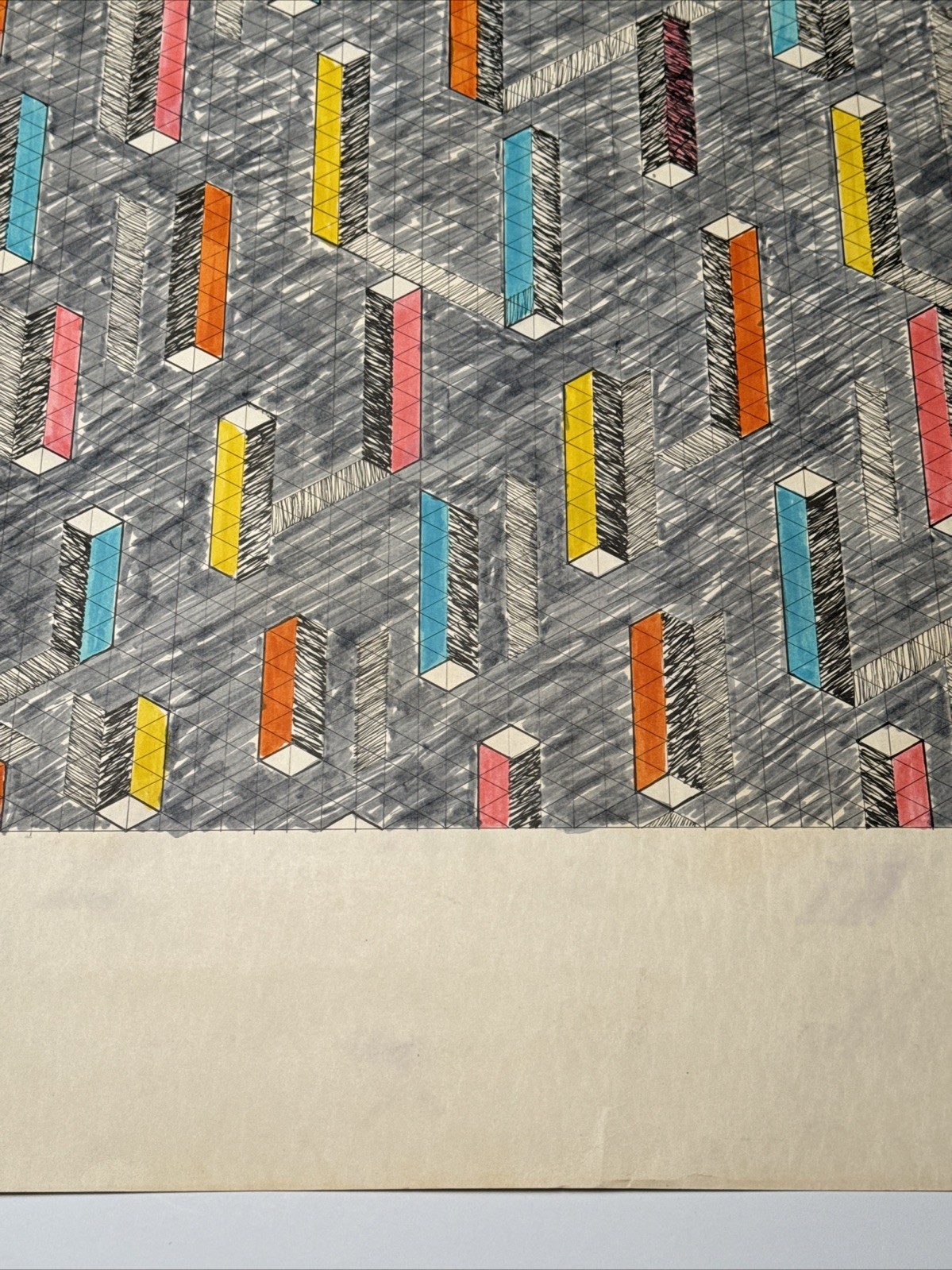 ABSTRACT DRAWING 1970’S PROFESSOR LUBENSKY POP MODERNIST CHICAGO KANSAS LISTED