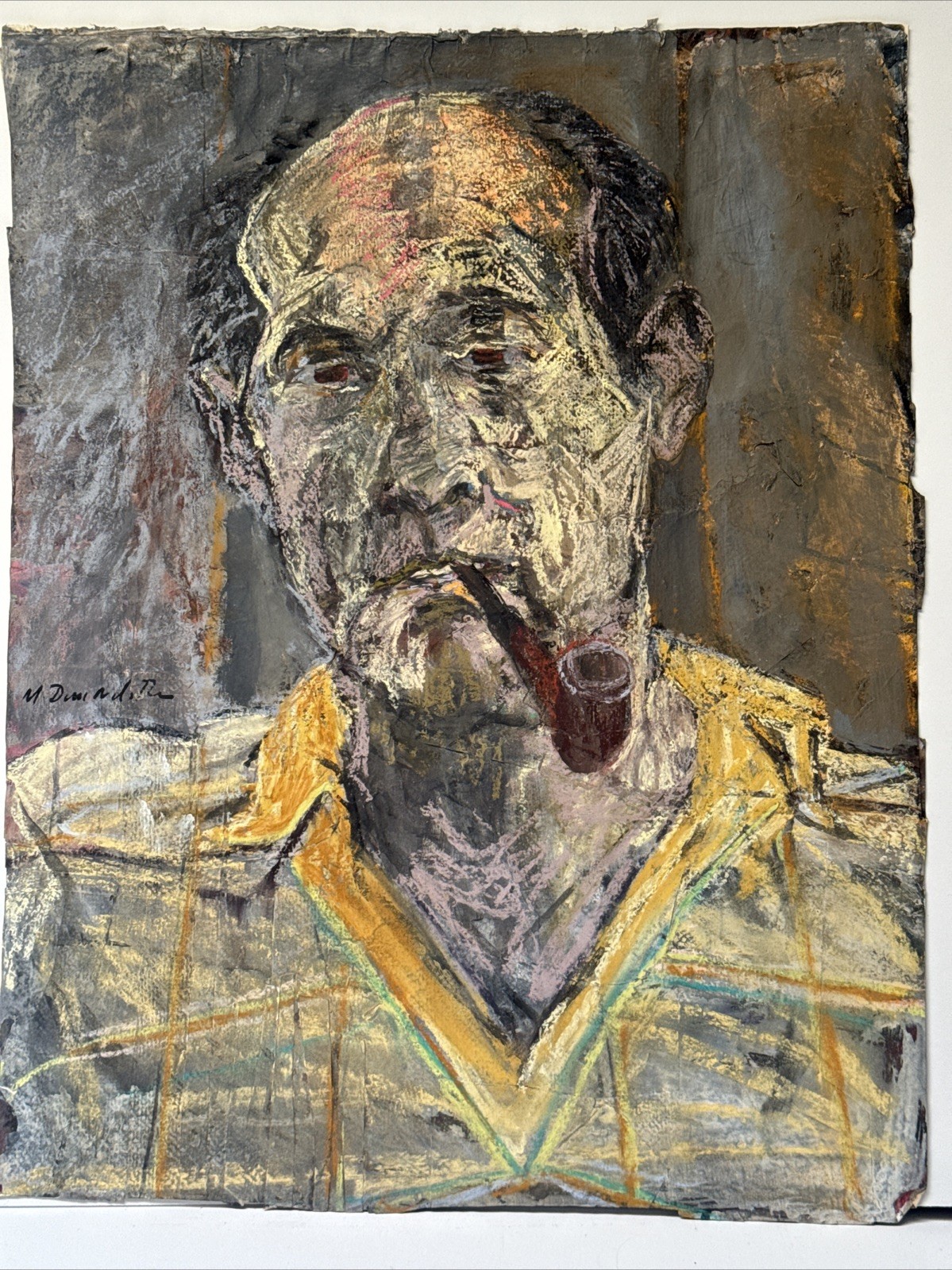 MID CENTURY PAINTING EXPRESSIONIST MODERNIST PORTRAIT MORTON DIAMONDSTEIN FAMOUS